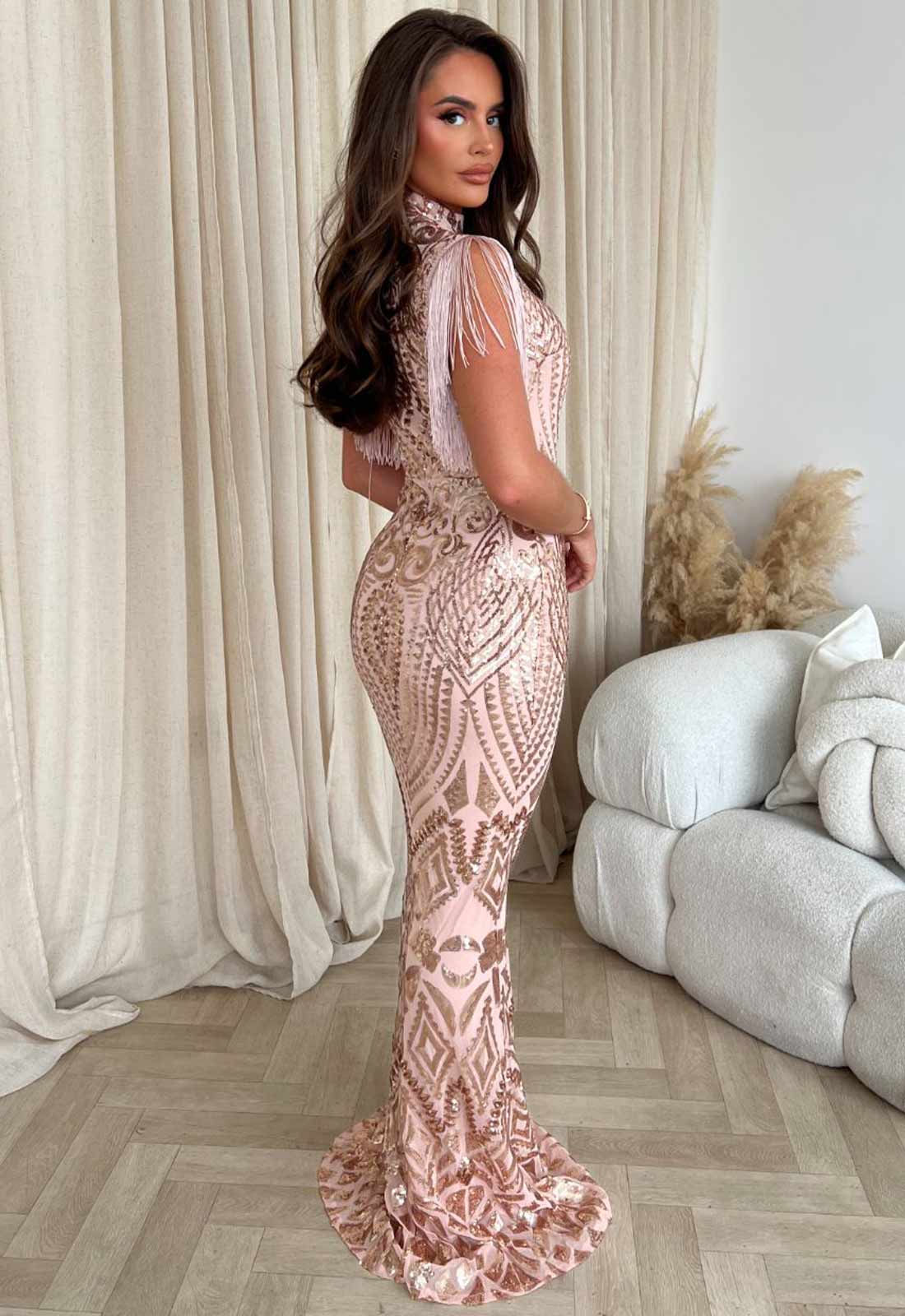 Nazz Collection Rose Gold Magic Maxi Dress