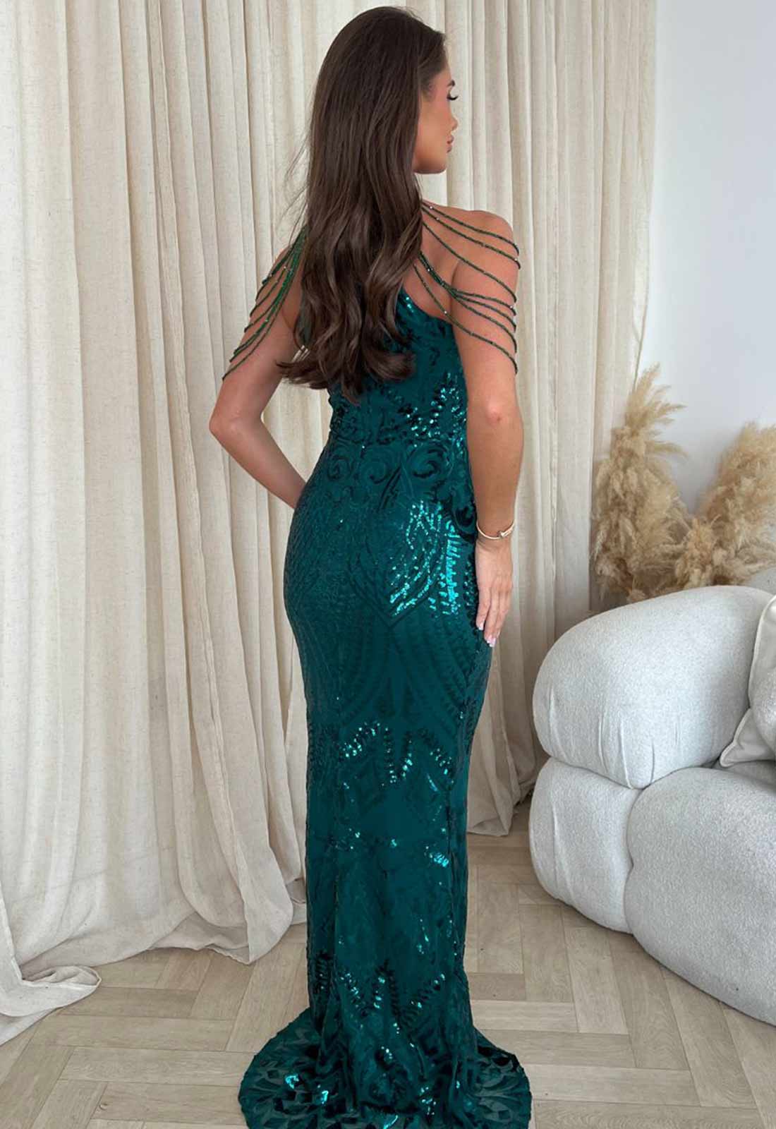 Nazz Collection Green Starstruck Fishtail Gown