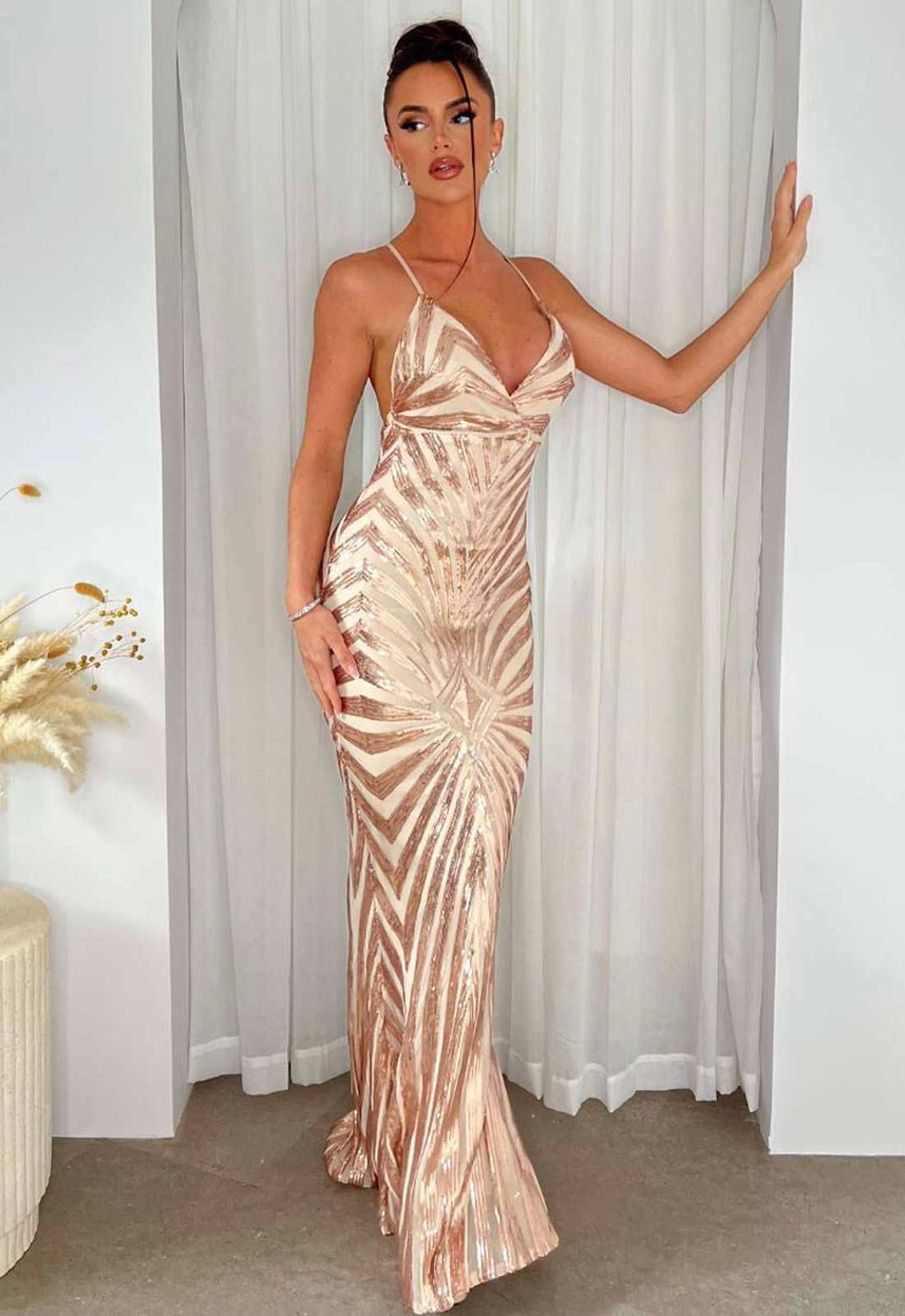 NAZZ Collection Rose Gold Timeless Maxi Dress NAZZ Collection Rose Gold Timeless Maxi Dress