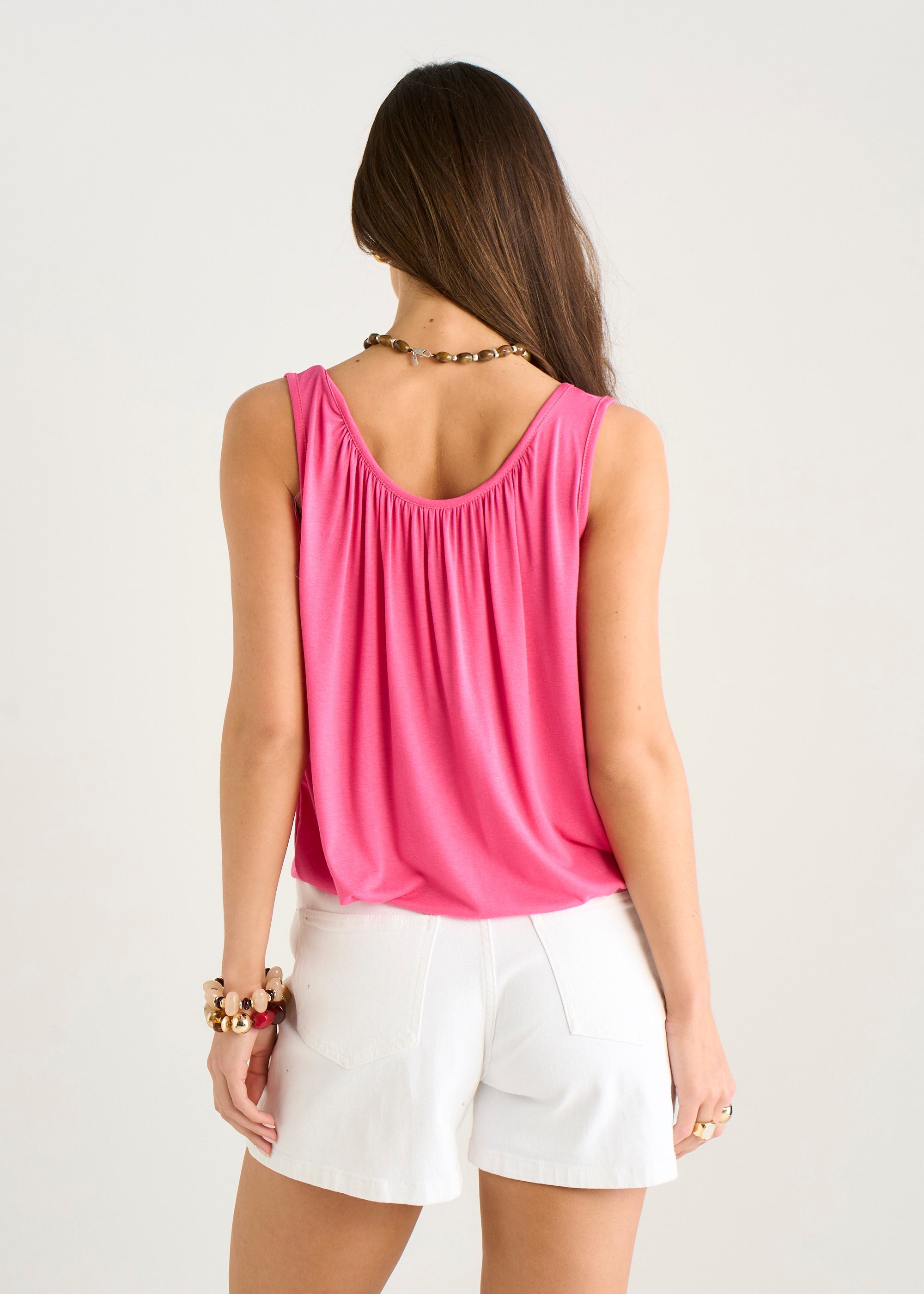 Pink Round Neck Oversized Sleeveless Top