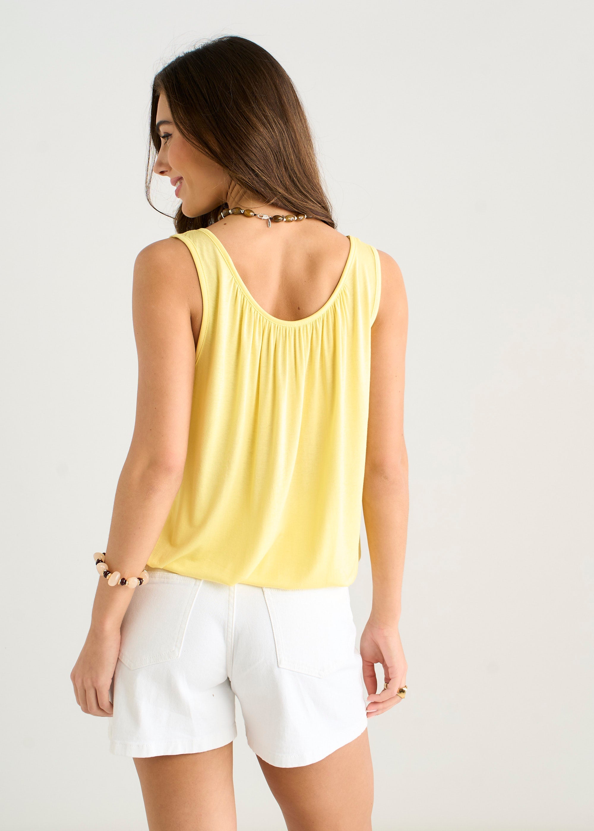 Gini London Yellow Round Neck Oversized Sleeveless Top