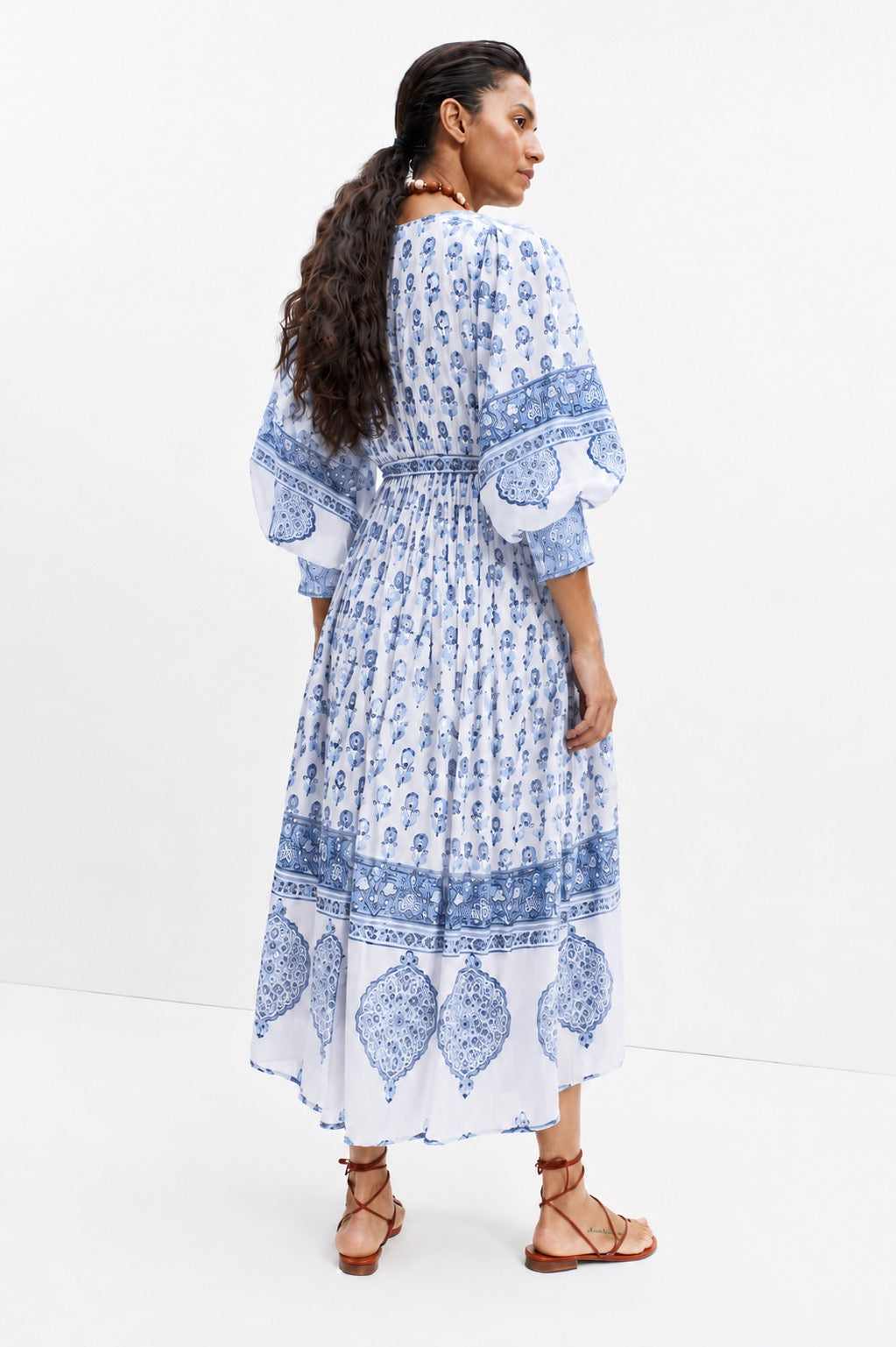 Soul Of Sita Amelia Floaty Sleeve Folk Print Maxi Dress