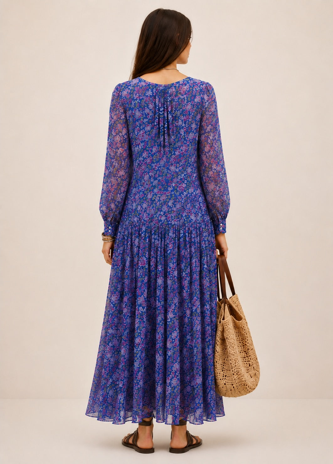 Soul Of Sita Inky Blue Cotton / Silk Mix Maxi Dress And Separate Under Vest. With Side Pockets. Beautiful Breathable Fabric.