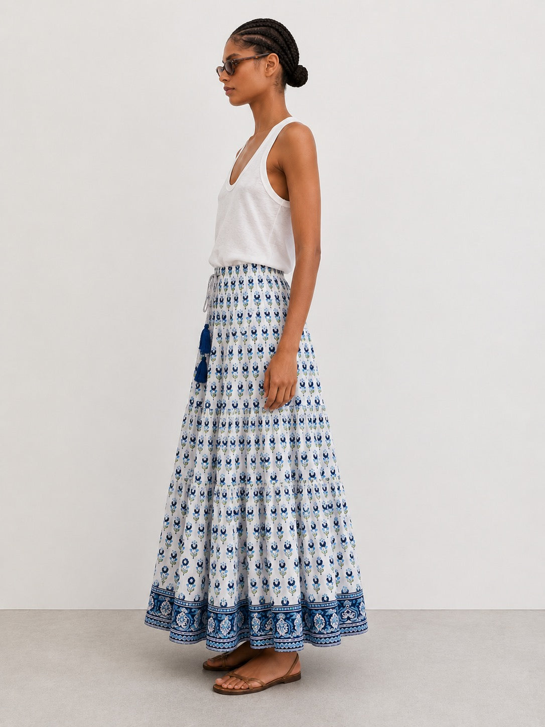 Soul Of Sita Maxi Gypsy Skirt In Woodblock Print