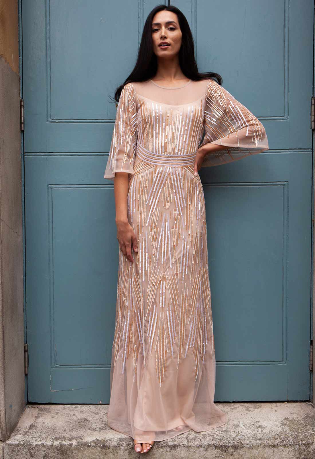 jenna maxi dress Raishma Nude Jenna Embellished Maxi Dress