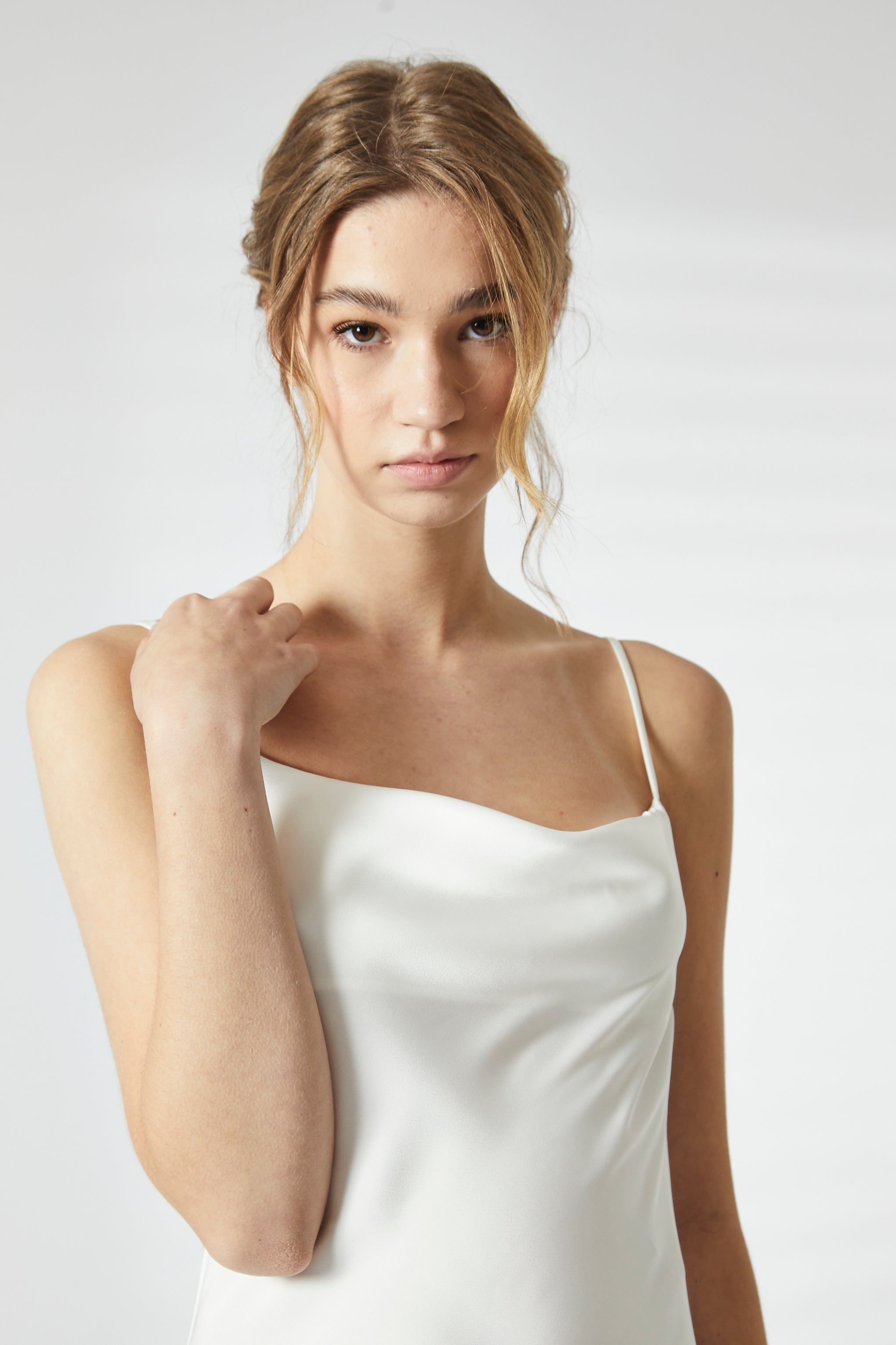 White Satin Midi Cowl Nightie-image-4