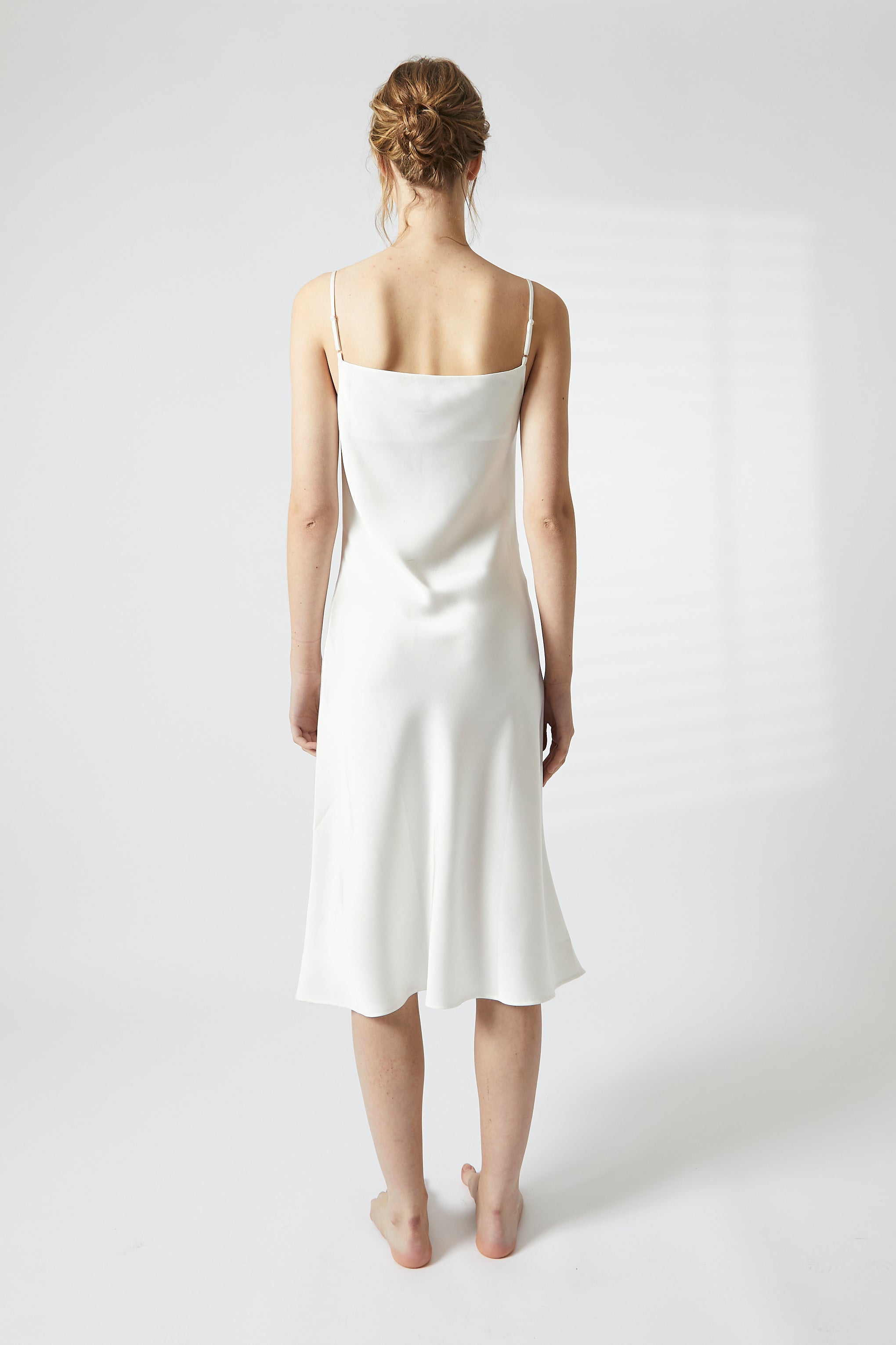 White Satin Midi Cowl Nightie-image-5