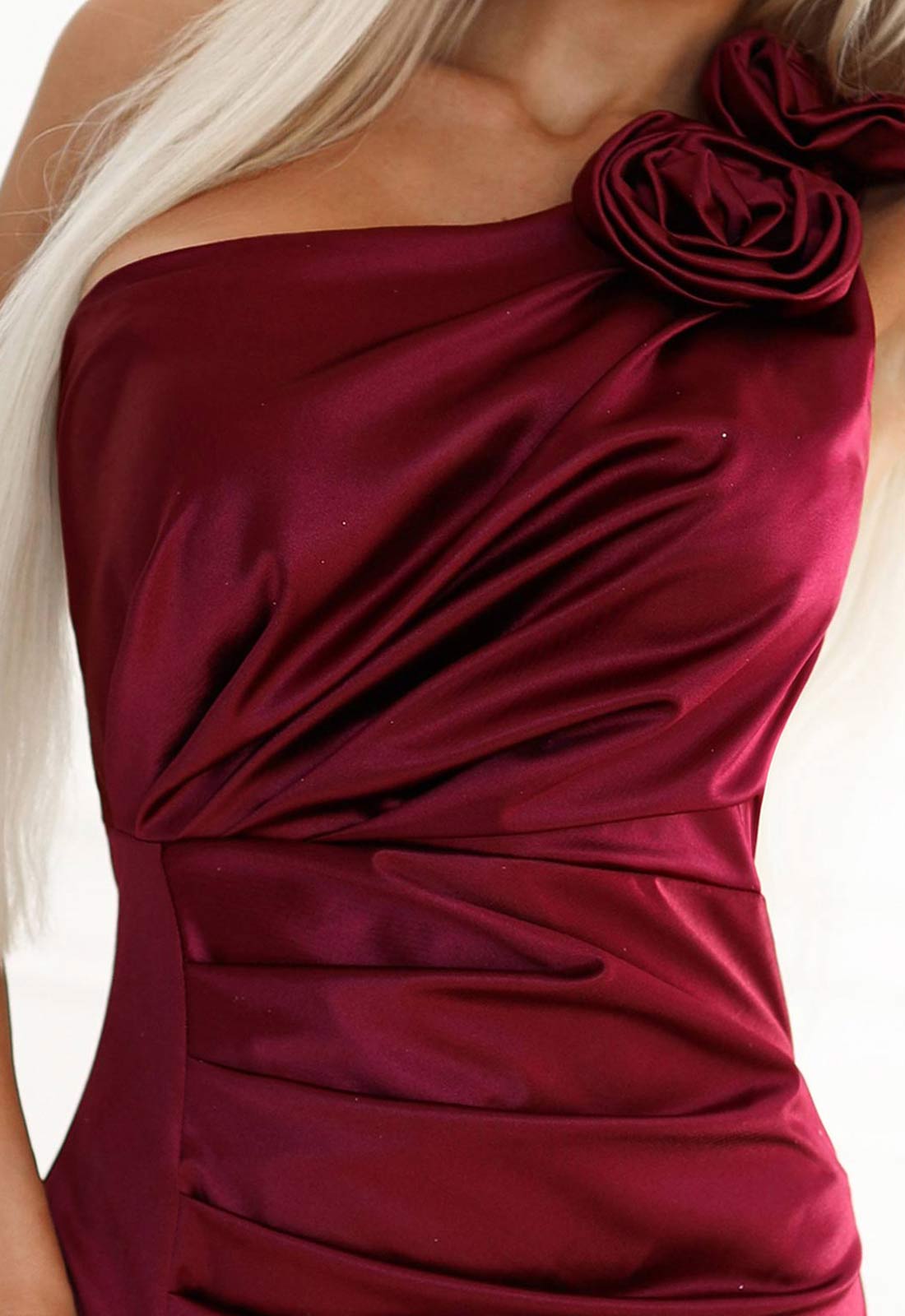 LBD Exclusive Burgundy Aurora Satin Midi Dress