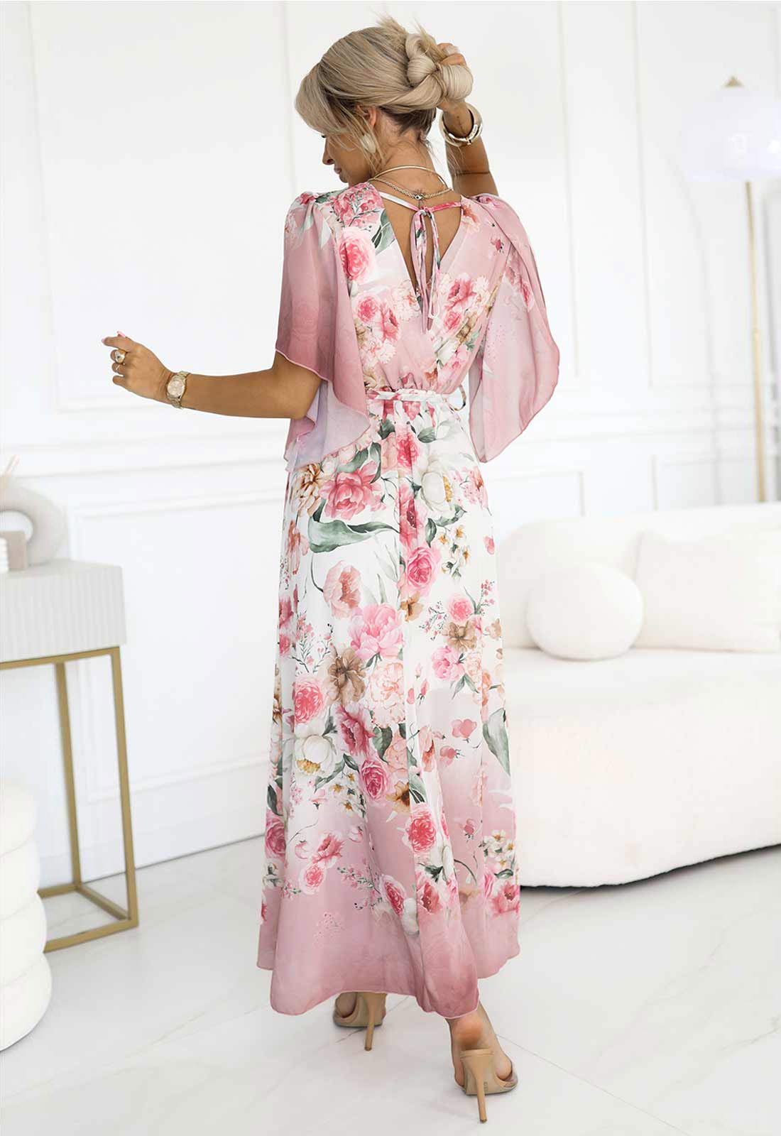 LBD Exclusive Pink Summer Party Floral Maxi Dress