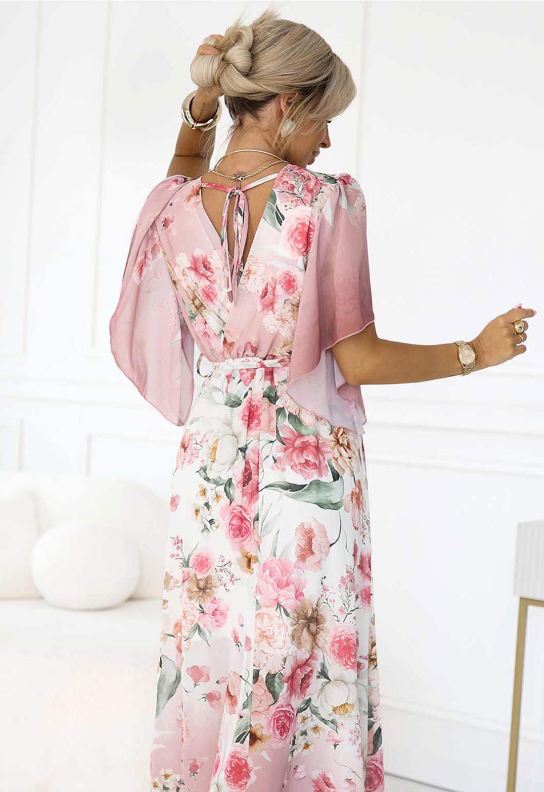 LBD Exclusive Pink Summer Party Floral Maxi Dress