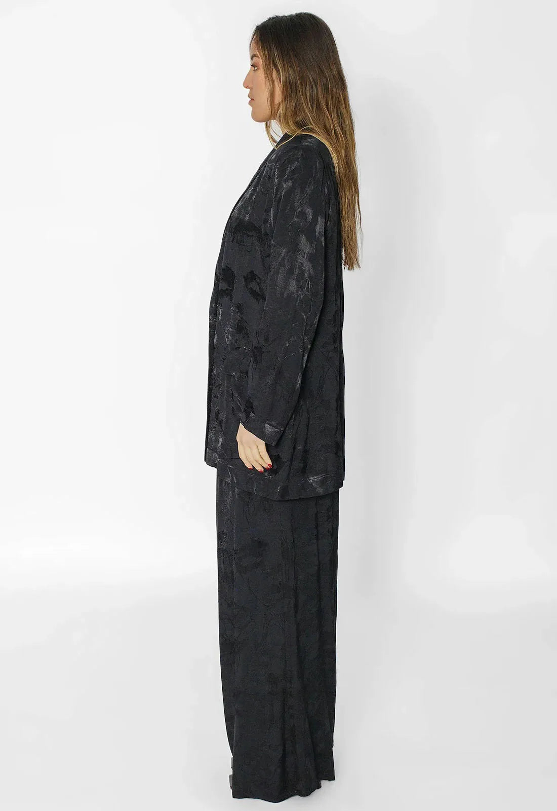 JOSH AND NICOL LULU PREMIUM JAQUARD OVERSIZED TROUSERSUIT BLACK