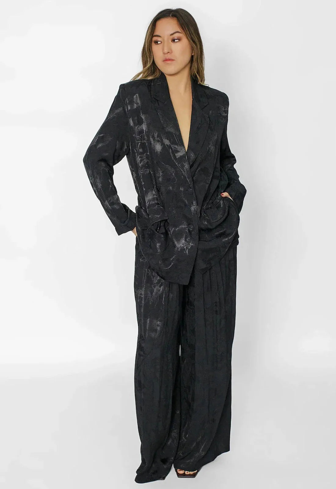 JOSH AND NICOL LULU PREMIUM JAQUARD OVERSIZED TROUSERSUIT BLACK