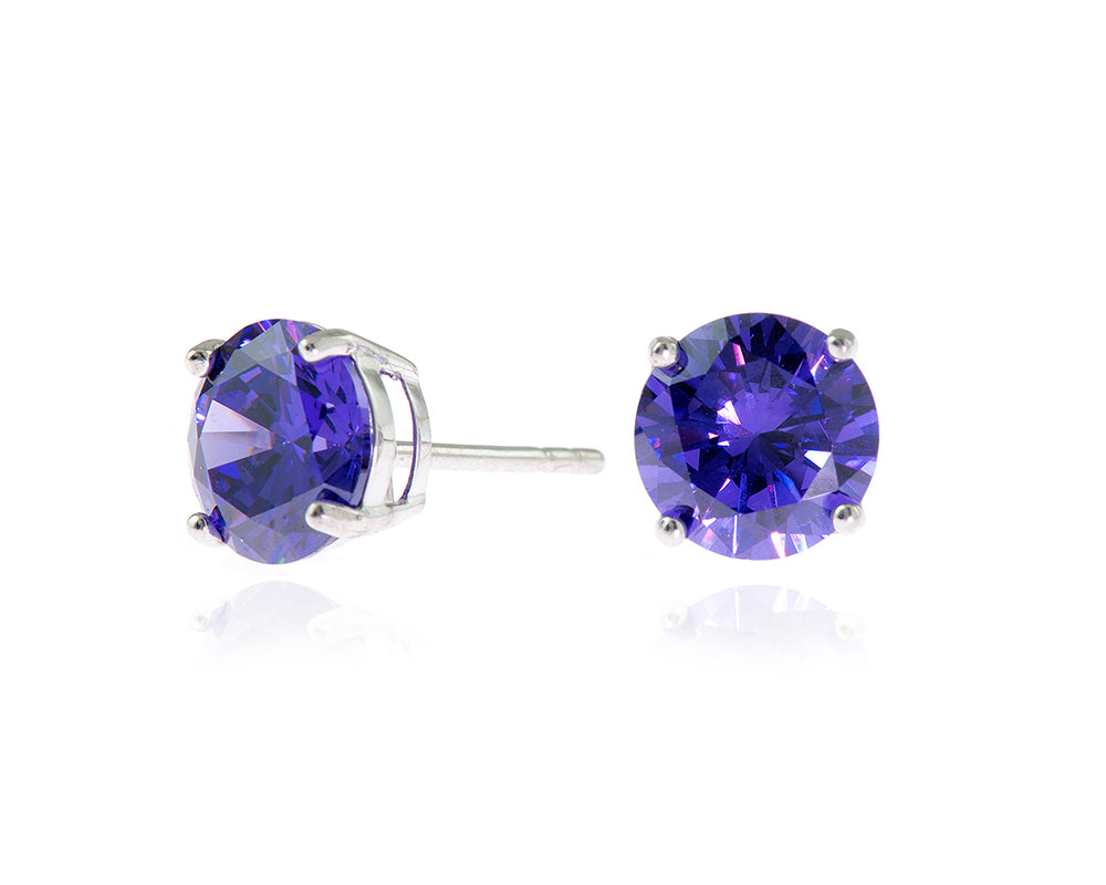 Cachet London Lana 8mm Sterling Silver Violet Earrings
