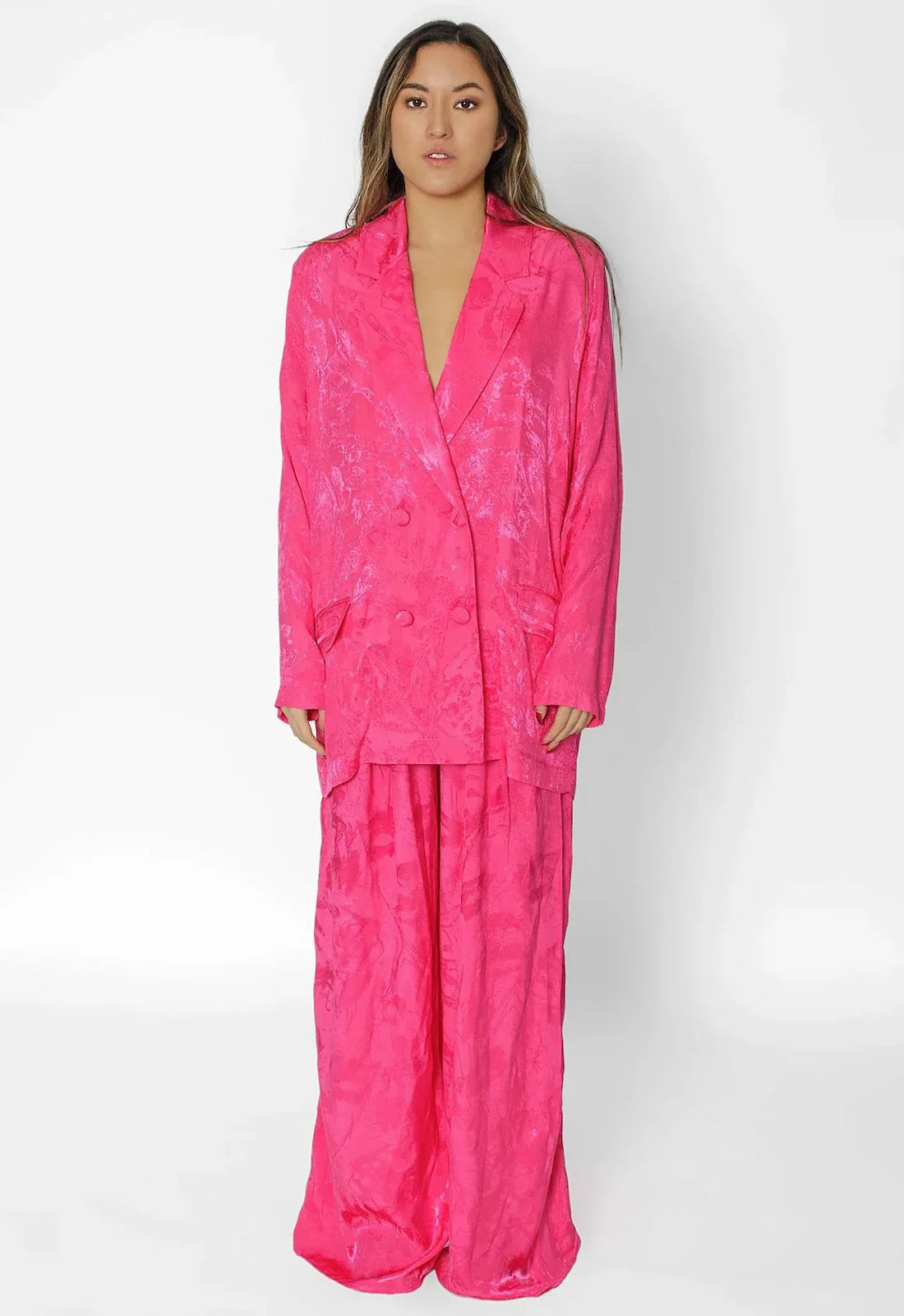 JOSH AND NICOL LULU PREMIUM JAQUARD OVERSIZED TROUSERSUIT PINK