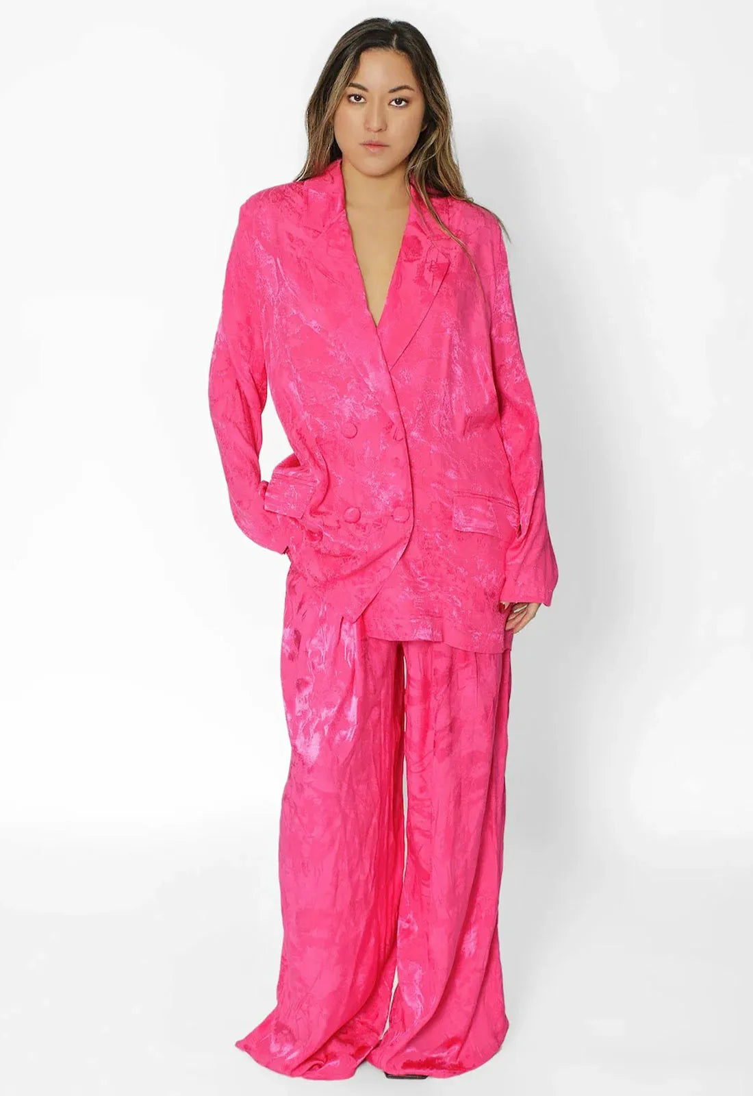 JOSH AND NICOL LULU PREMIUM JAQUARD OVERSIZED TROUSERSUIT PINK