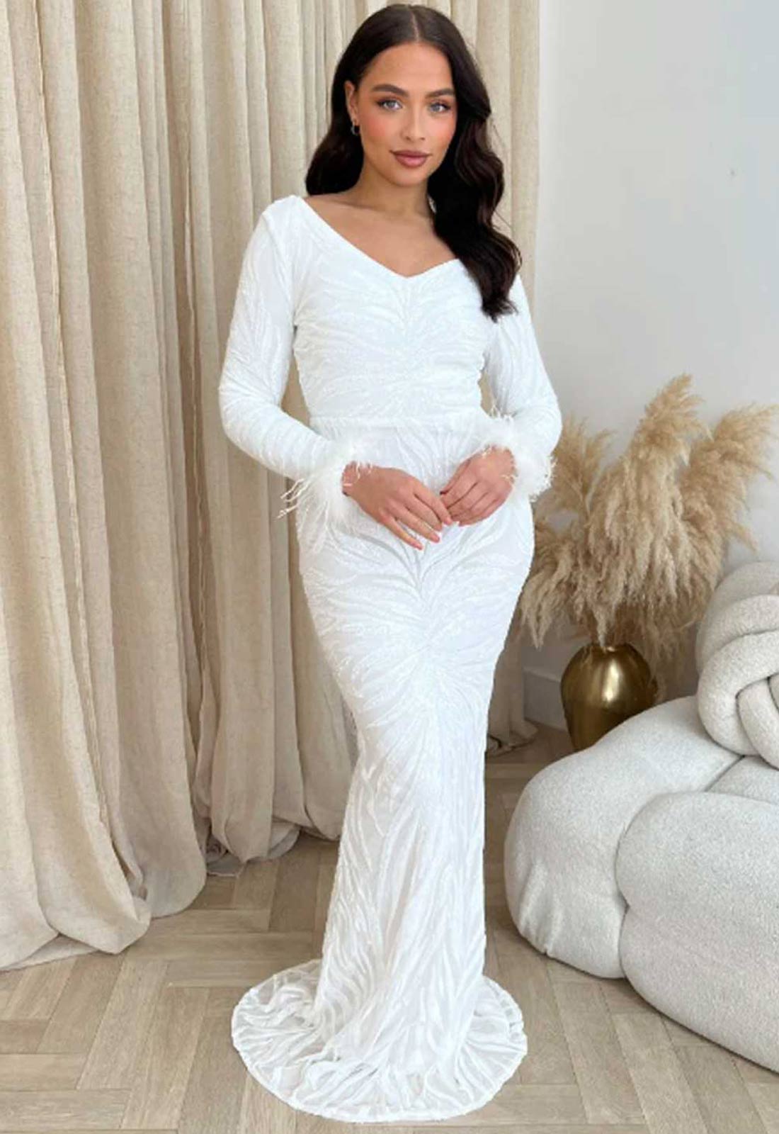 Nazz Collection White Luminous Maxi Dress