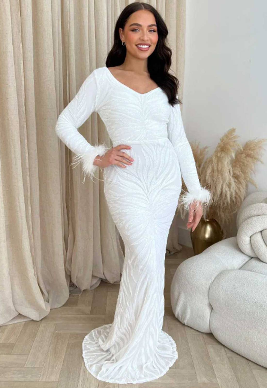 Nazz Collection White Luminous Maxi Dress