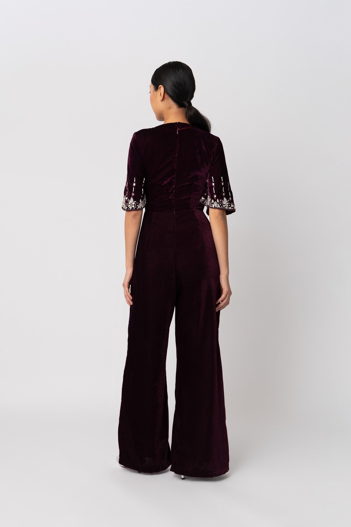 Raishma Couture Burgundy Luna Burgundy Jumpsuit