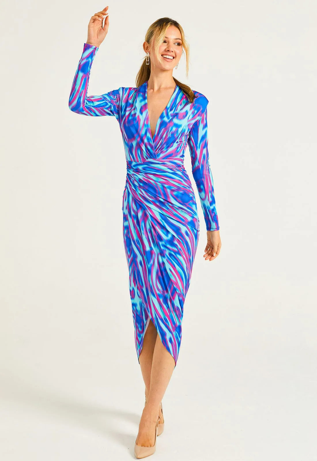 ANGELEYE Blue WaterFall Print Dress