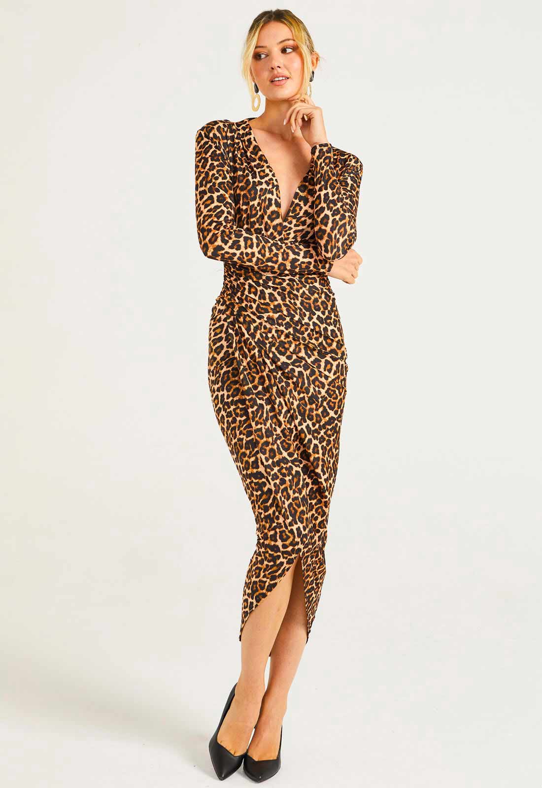 AngelEye Leopard Print Wrap Dress