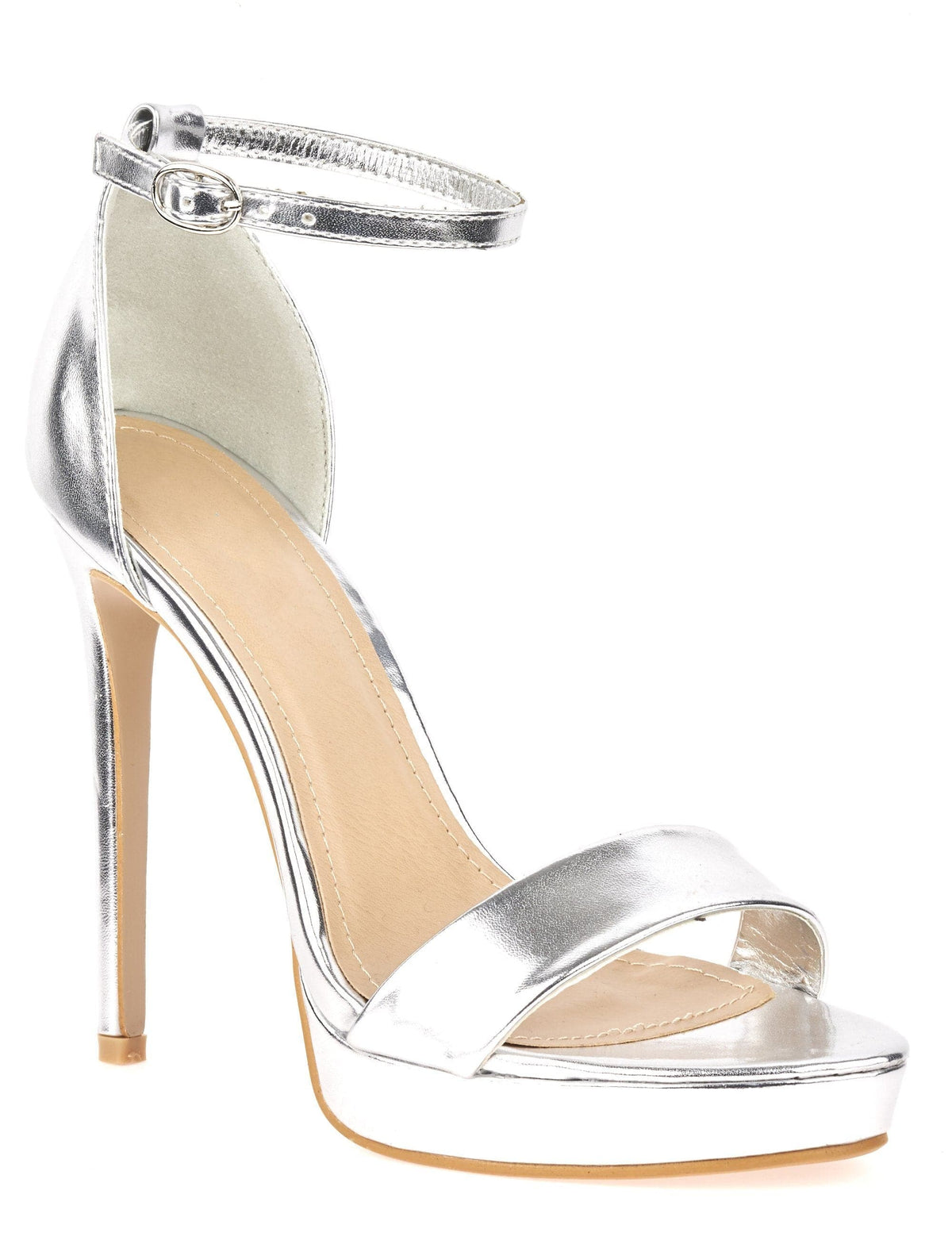 Ella Barely There Platform Sandal in Silver Pu Heels Miss Diva