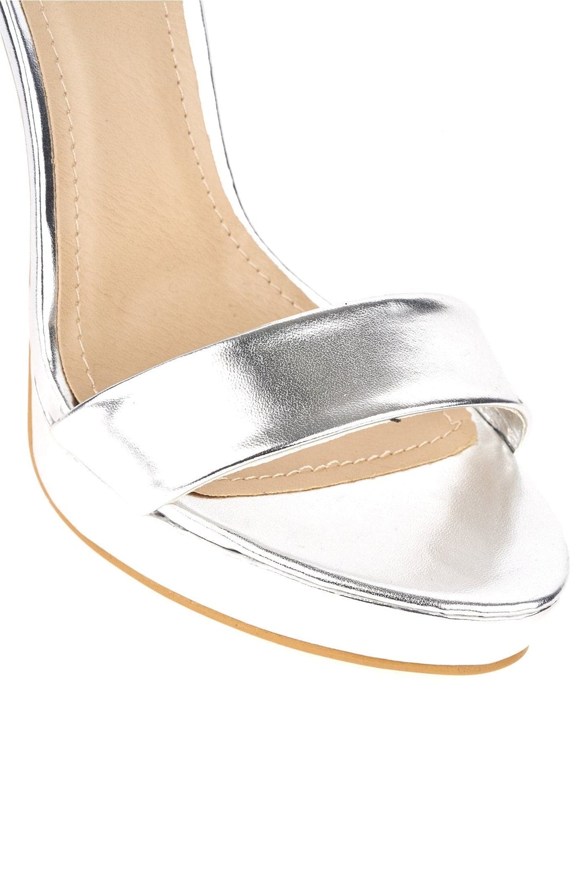 Ella Barely There Platform Sandal in Silver Pu Heels Miss Diva