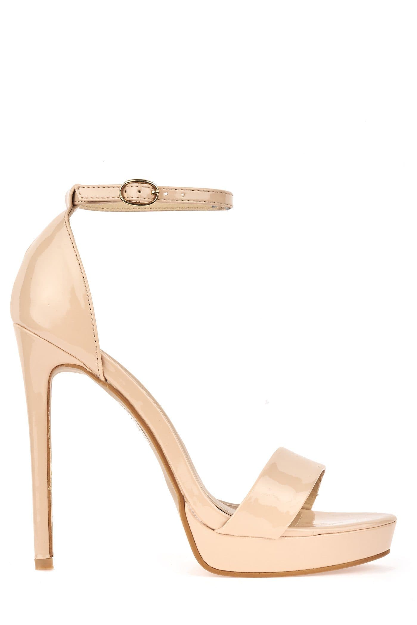 Ella Barely There Platform Sandal in Nude Patent Heels Miss Diva