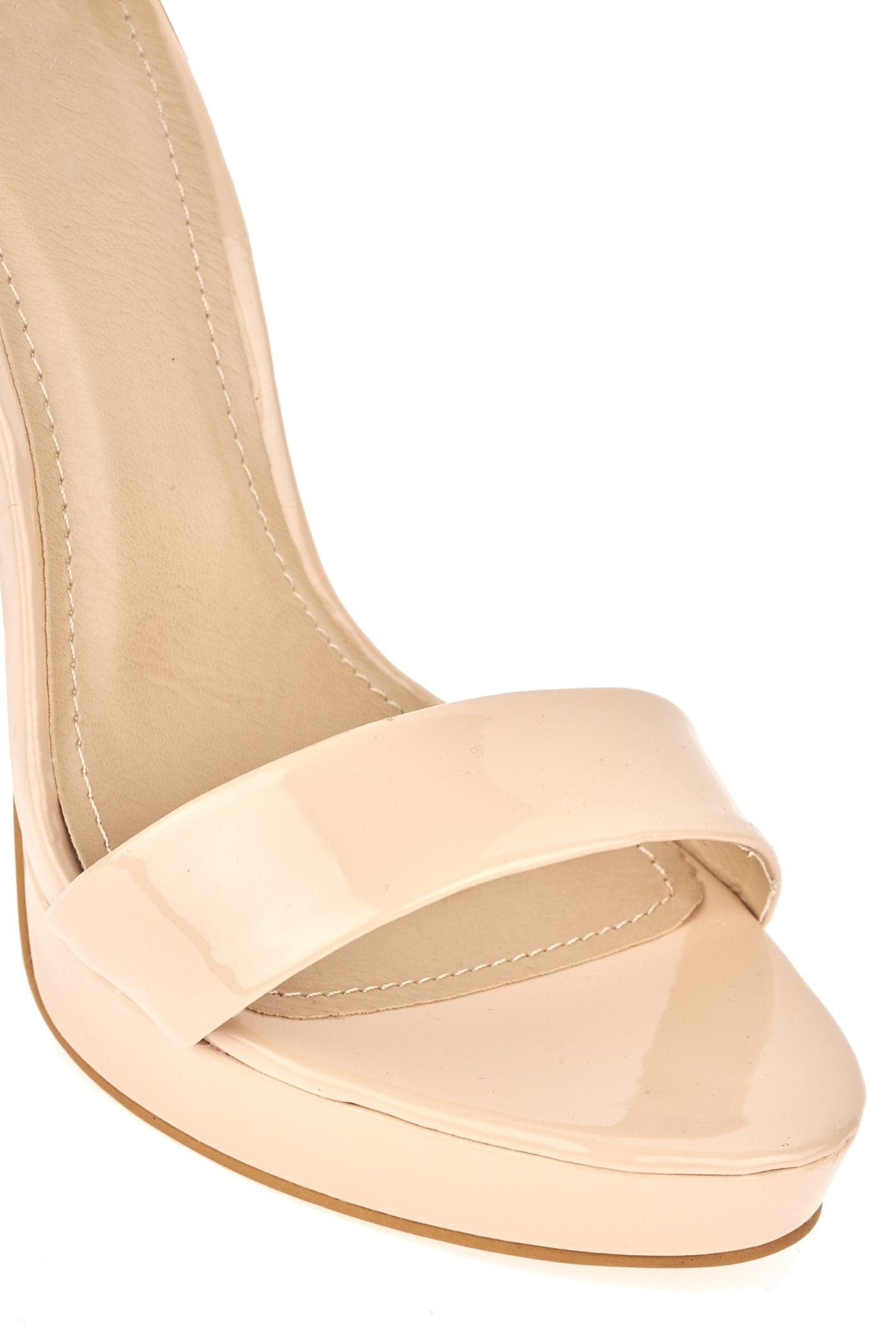 Ella Barely There Platform Sandal in Nude Patent Heels Miss Diva