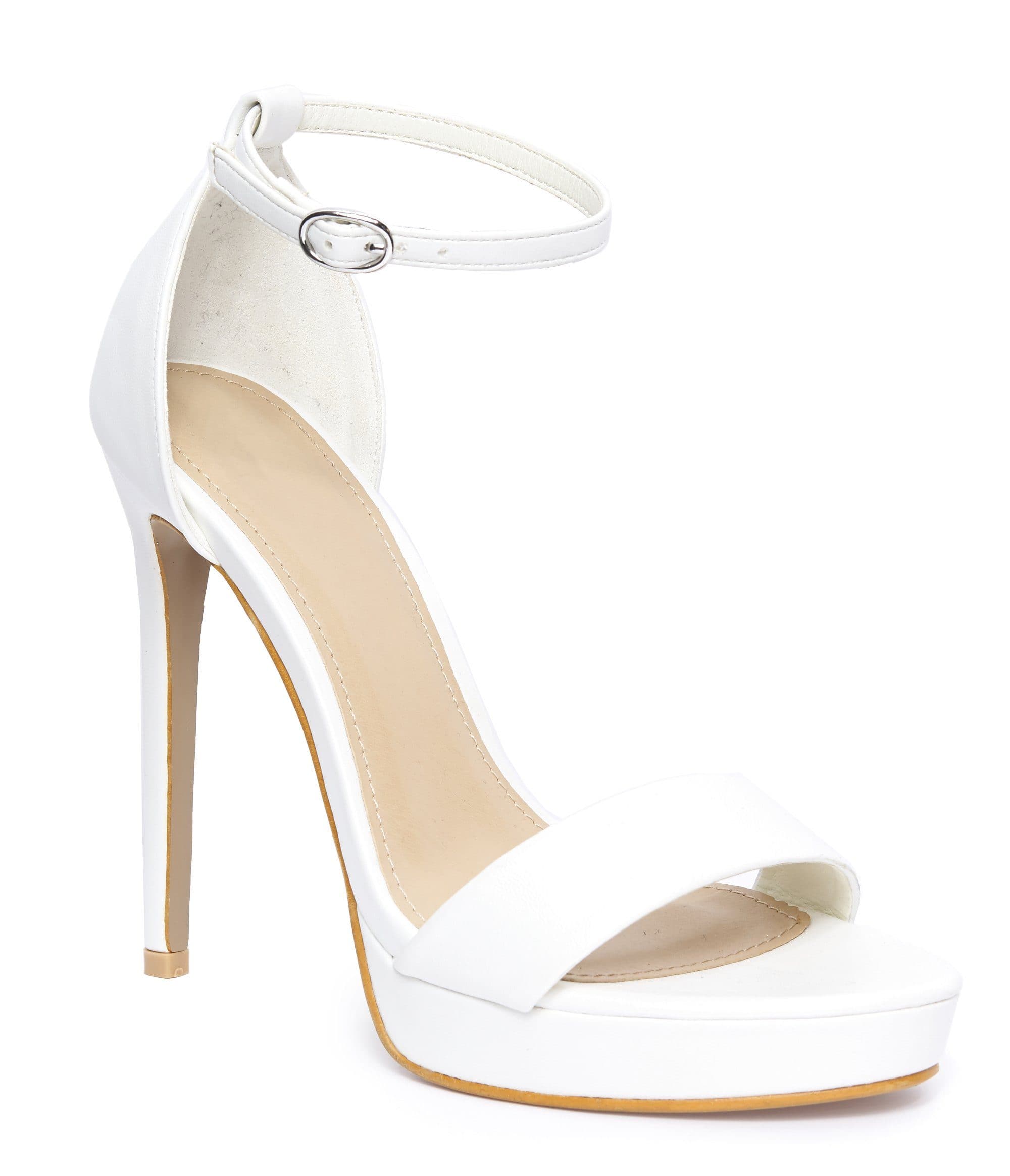 Ella Barely There Platform Sandal in White Pu Heels Miss Diva