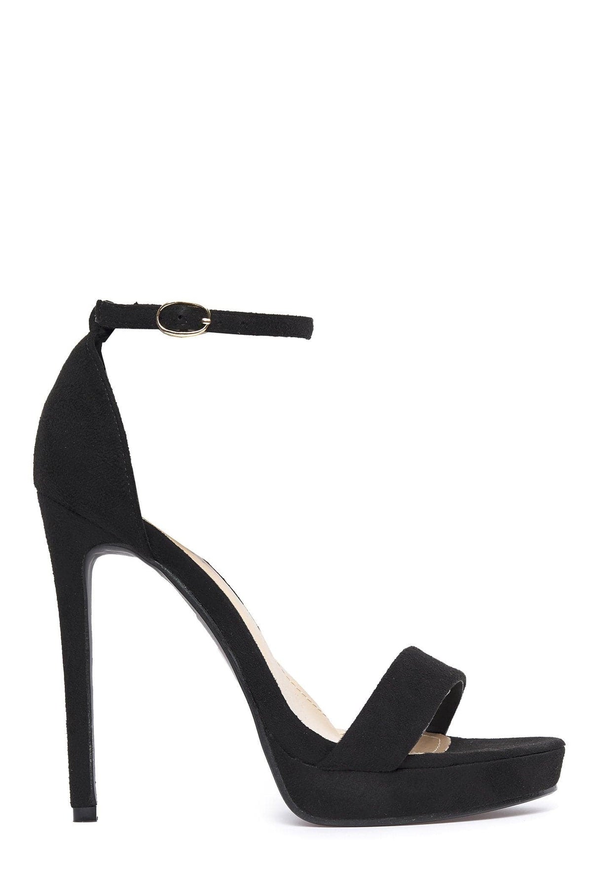 Ella Barely There Platform Sandal in Black Suede Heels Miss Diva
