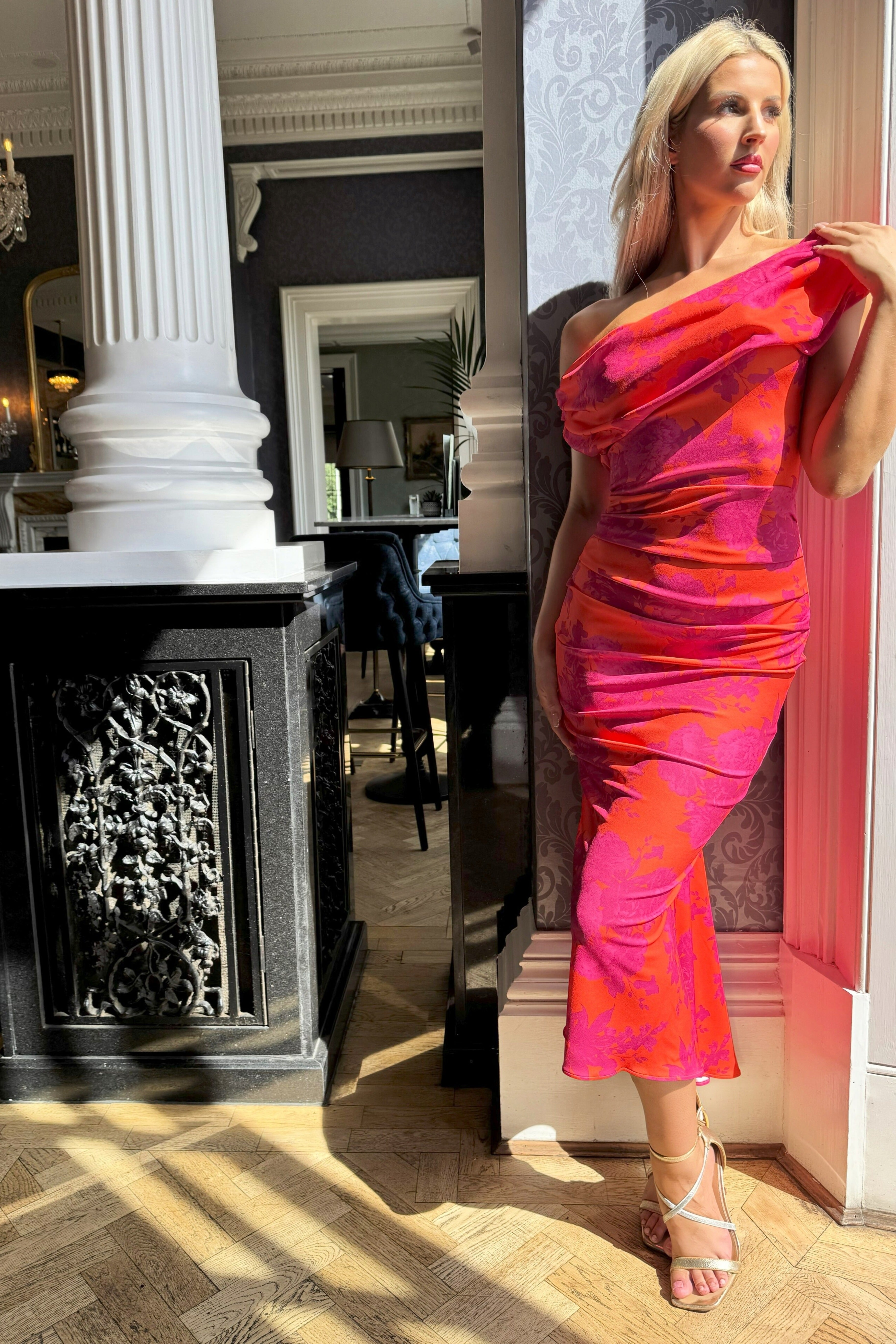 Atom Label Orange & Fuchsia D3 Ss26 Mercury Midi Dress