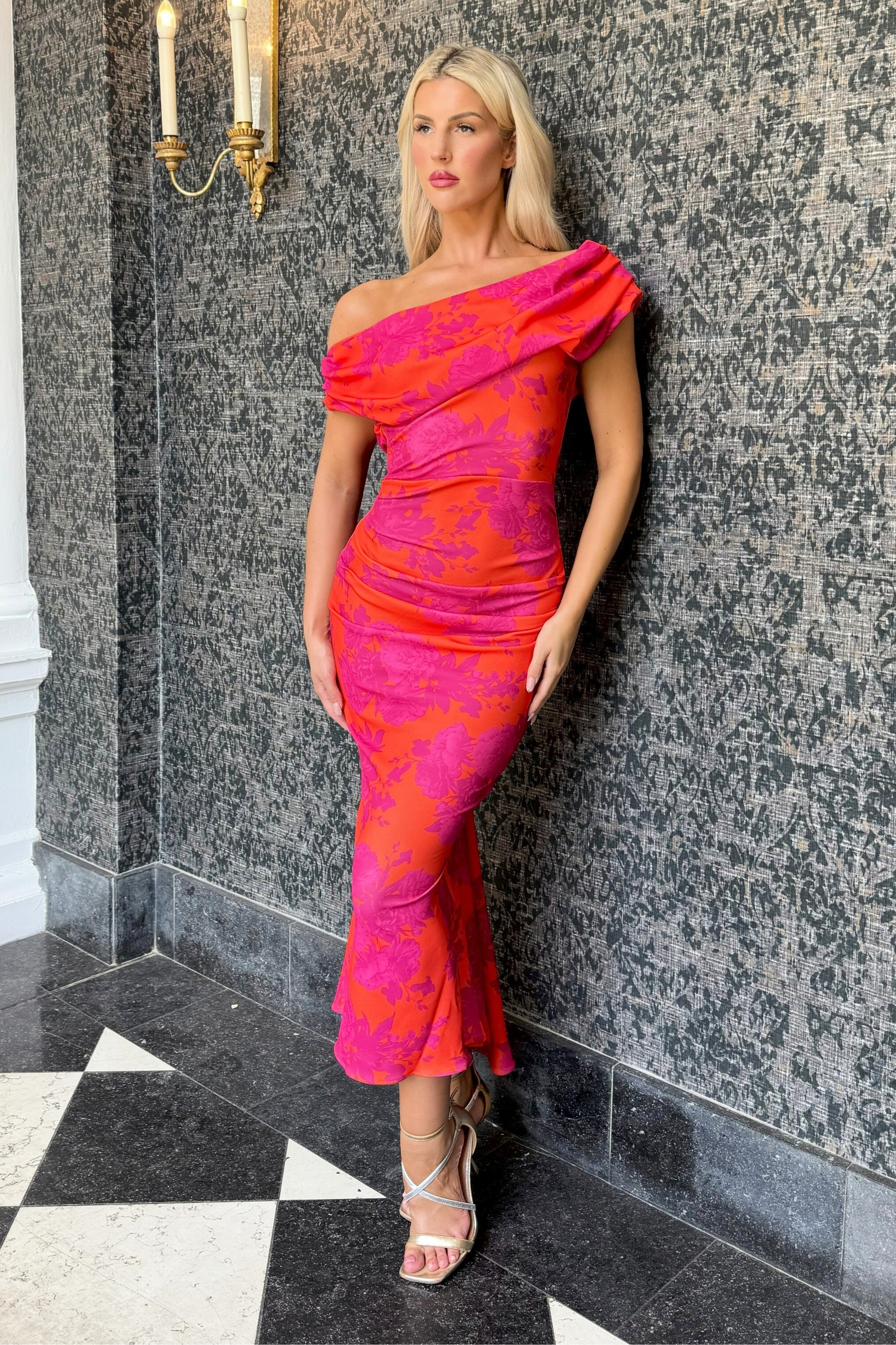 Atom Label Orange & Fuchsia D3 Ss26 Mercury Midi Dress