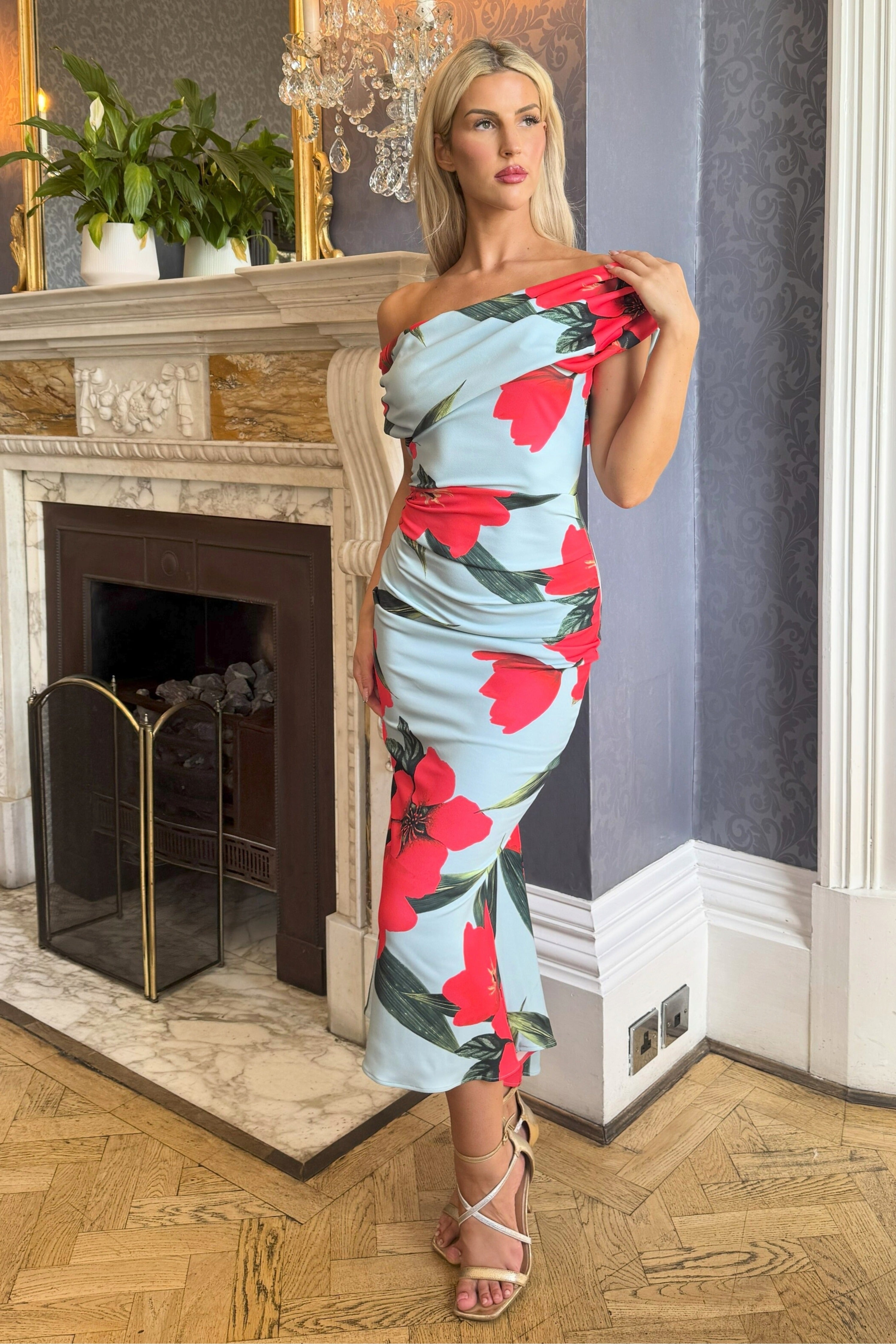 Atom Label Sage Poppy Print Ss26 Mercury Midi Dress