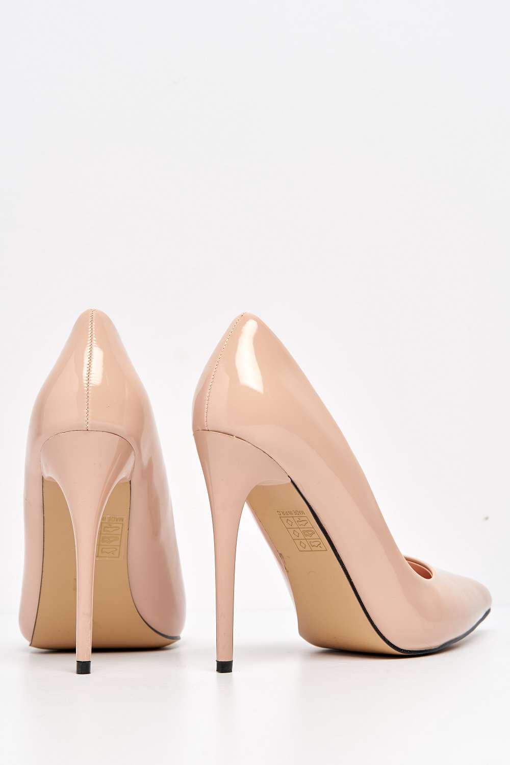 Miss Diva Mila High Stiletto Heel Court Shoe In Nude Patent