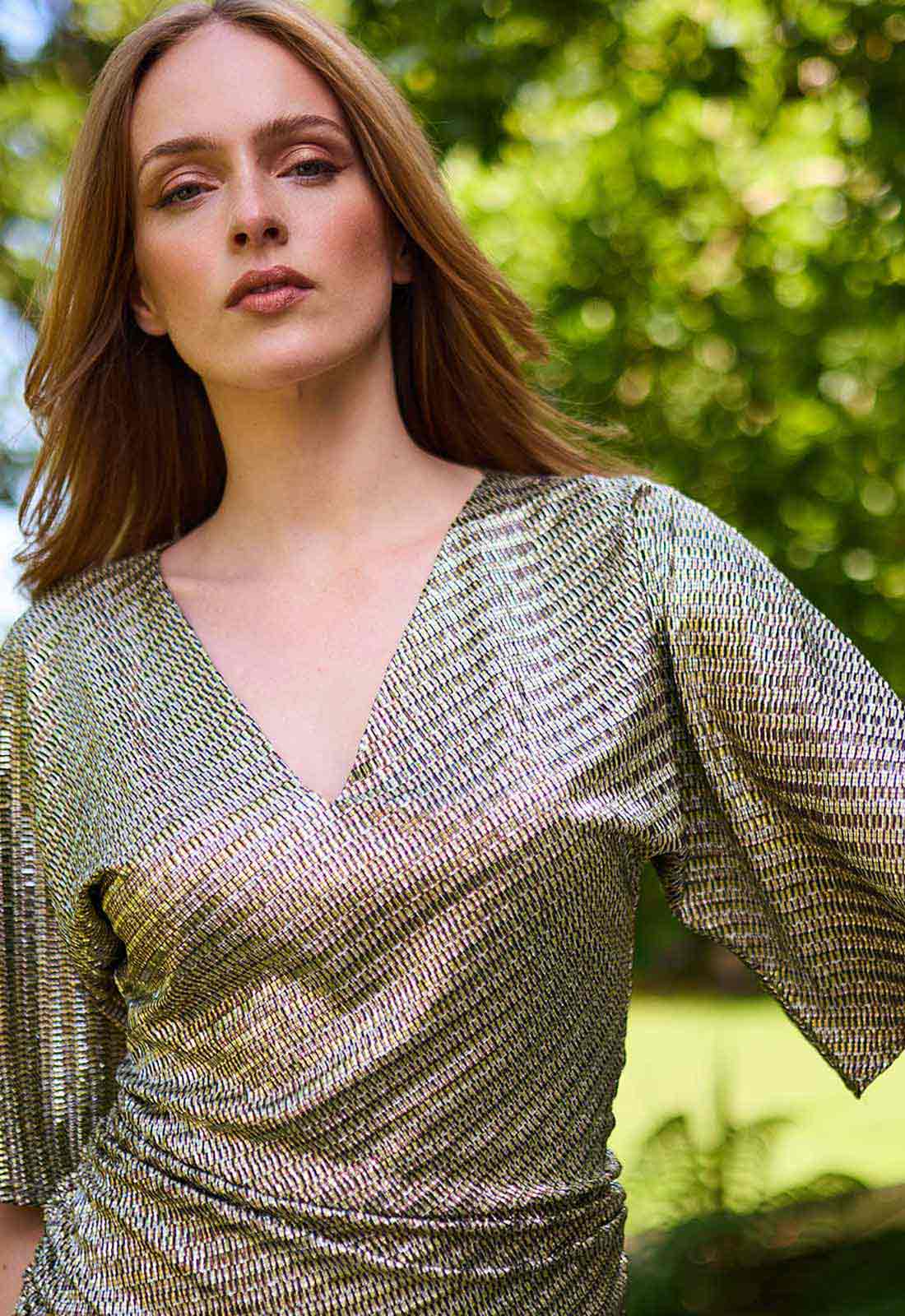 Null and Void gold close up of cocktail dress