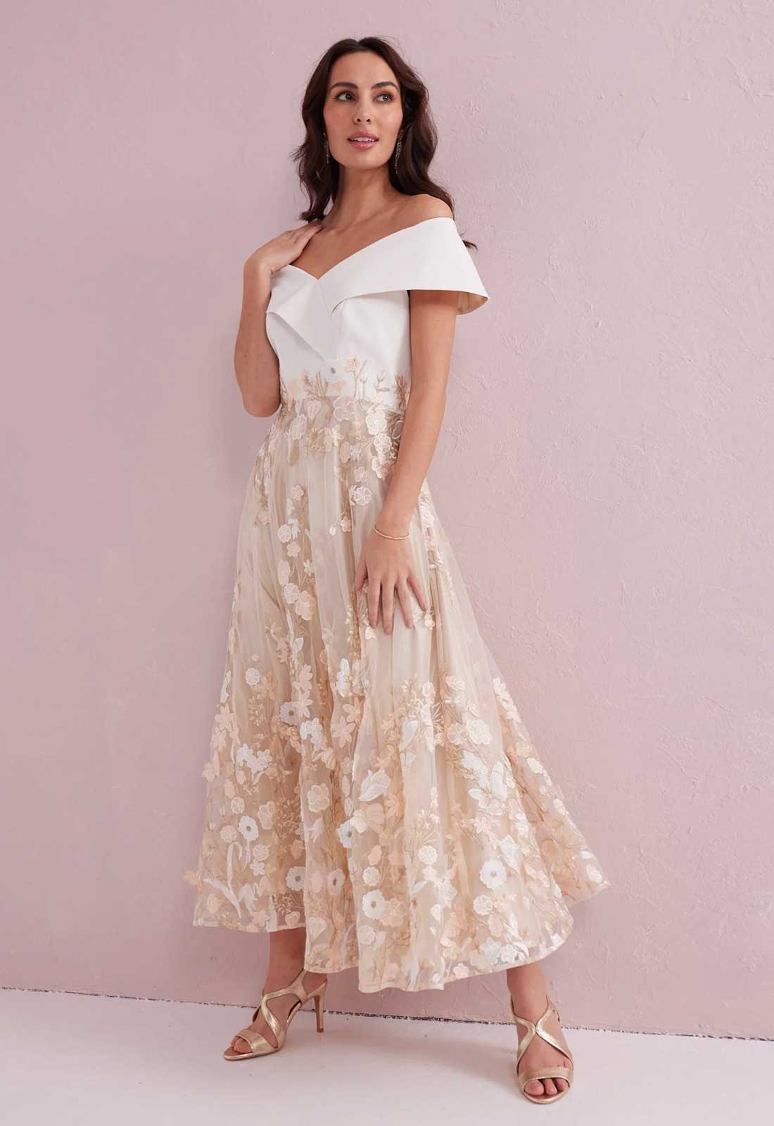 Samantha Jane Cream and Gold Olivia Cocktail Dress