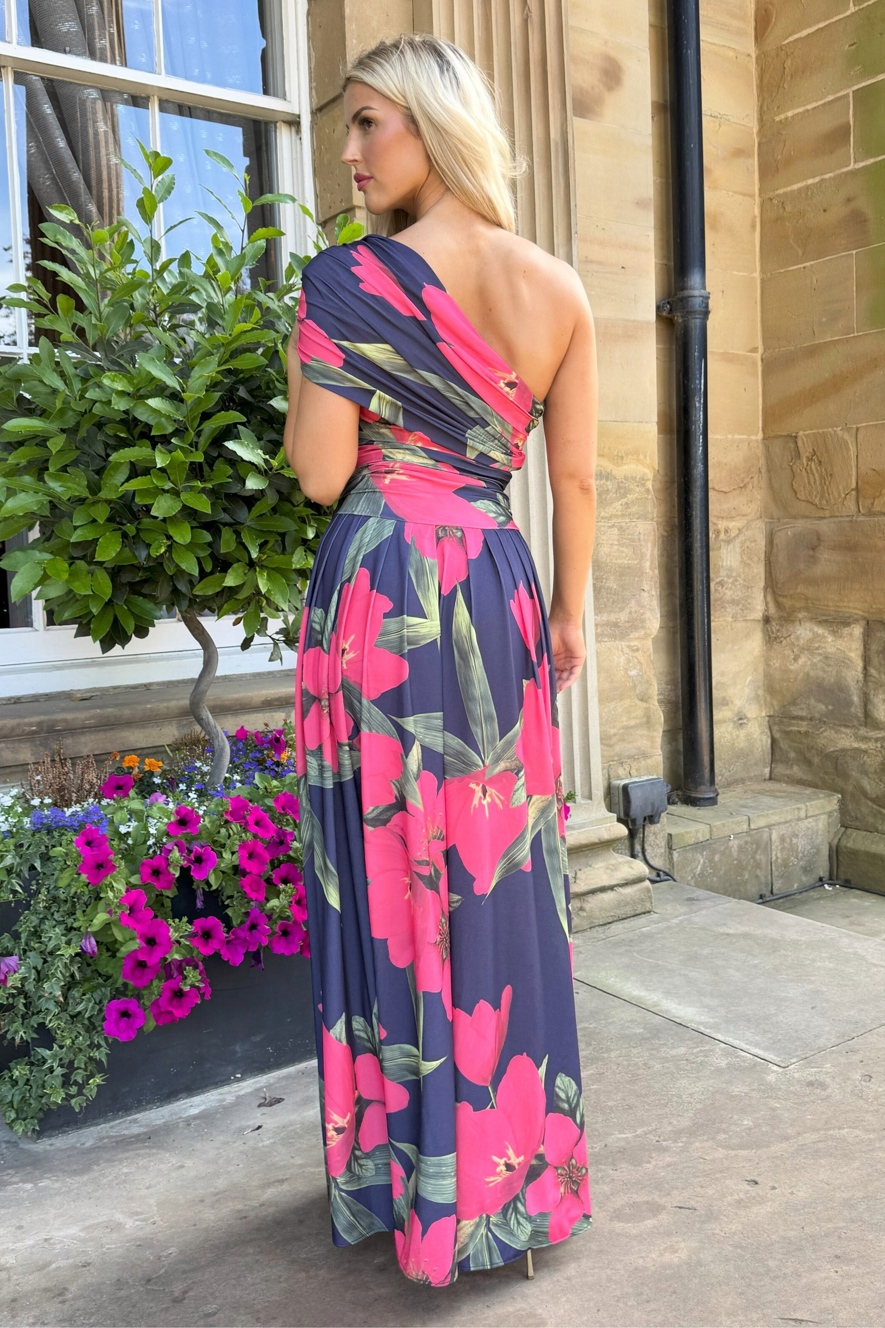 Atom Label Fuchsia Lily Print Ss26 Rhenium Maxi