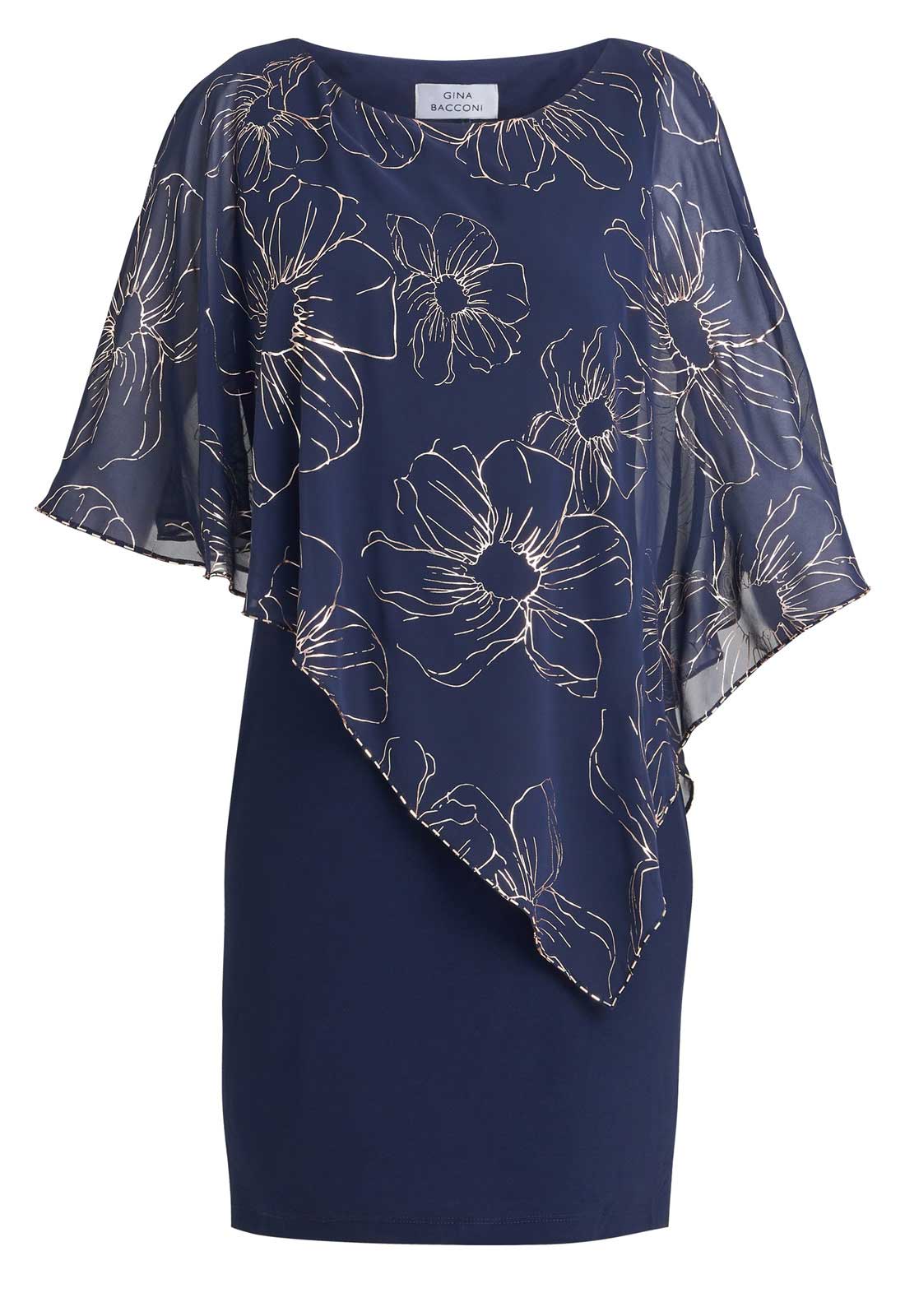 Gina Bacconi Fiona Floral Glittered Asymmetric Dress