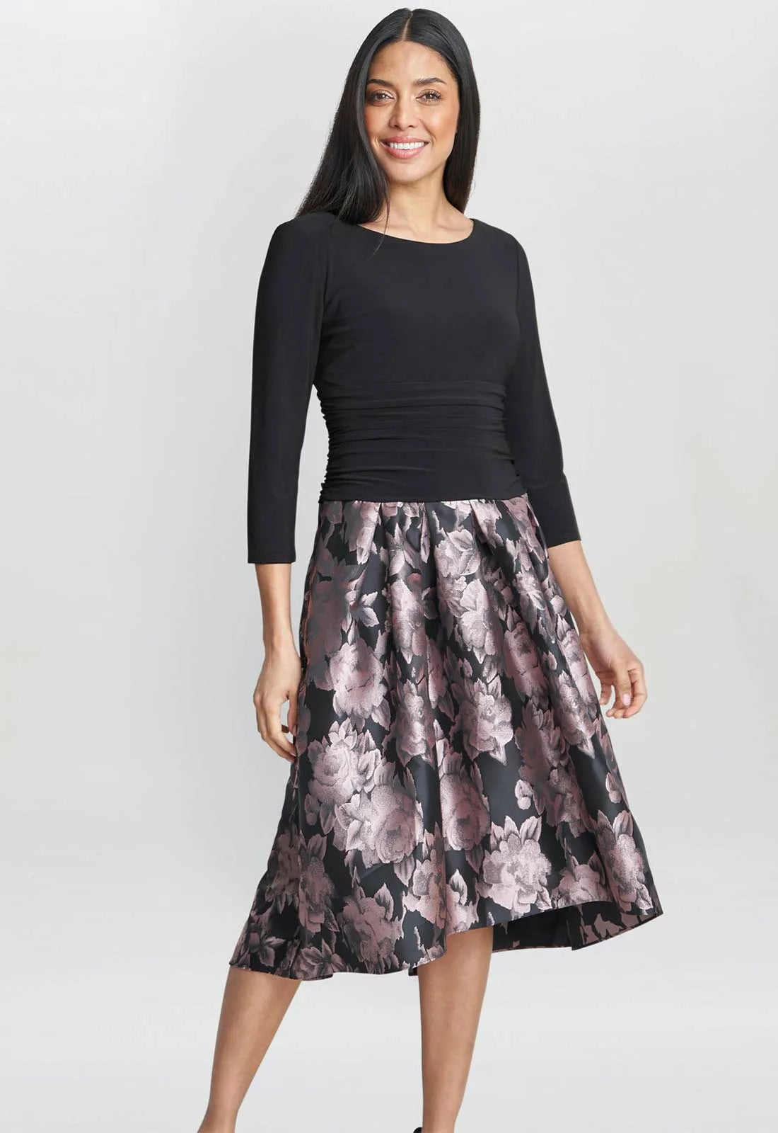 Gina Bacconi Black and Pink Hannah Dress
