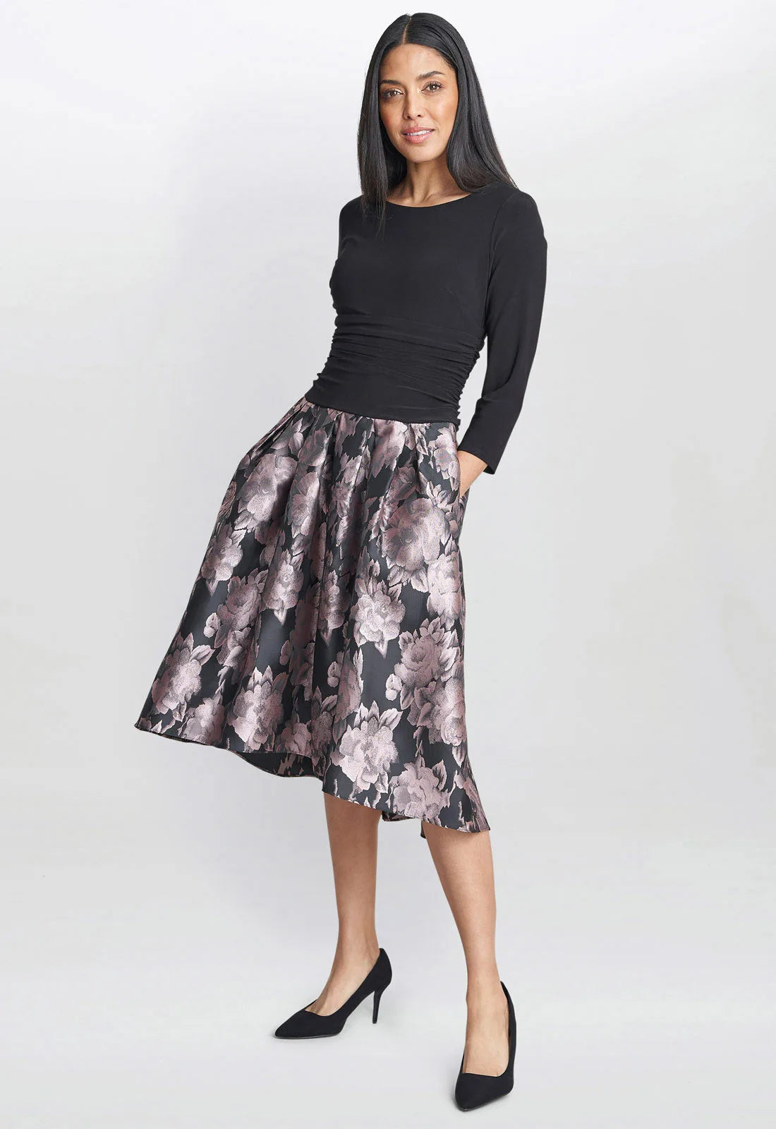 Gina Bacconi Black and Pink Hannah Dress
