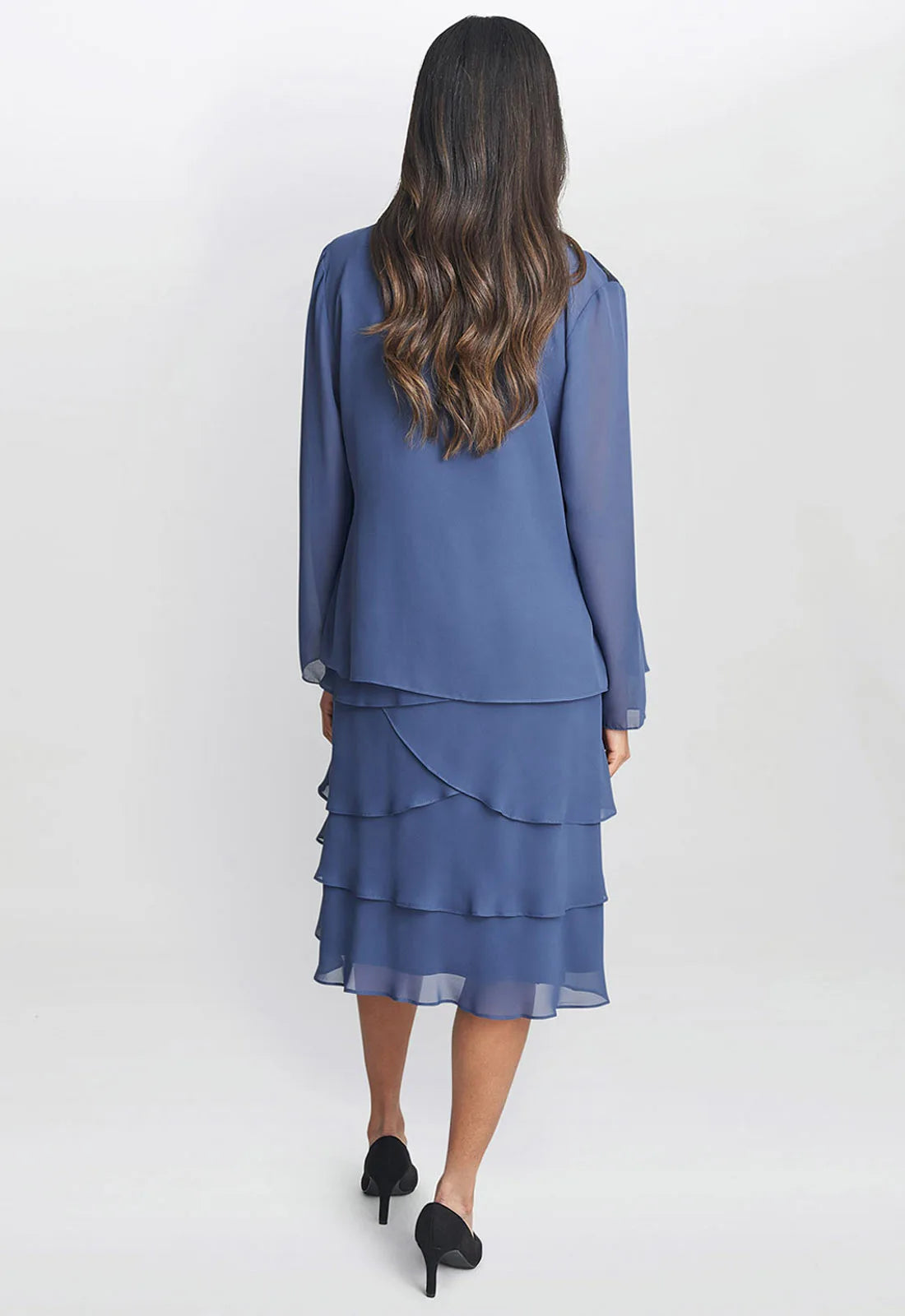 Gina Bacconi Leigh Embellished Tiered Sequin Jacket Dress