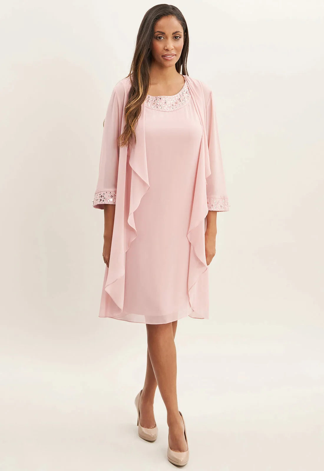 Gina Bacconi Pink Joseline Shift dress and Jacket