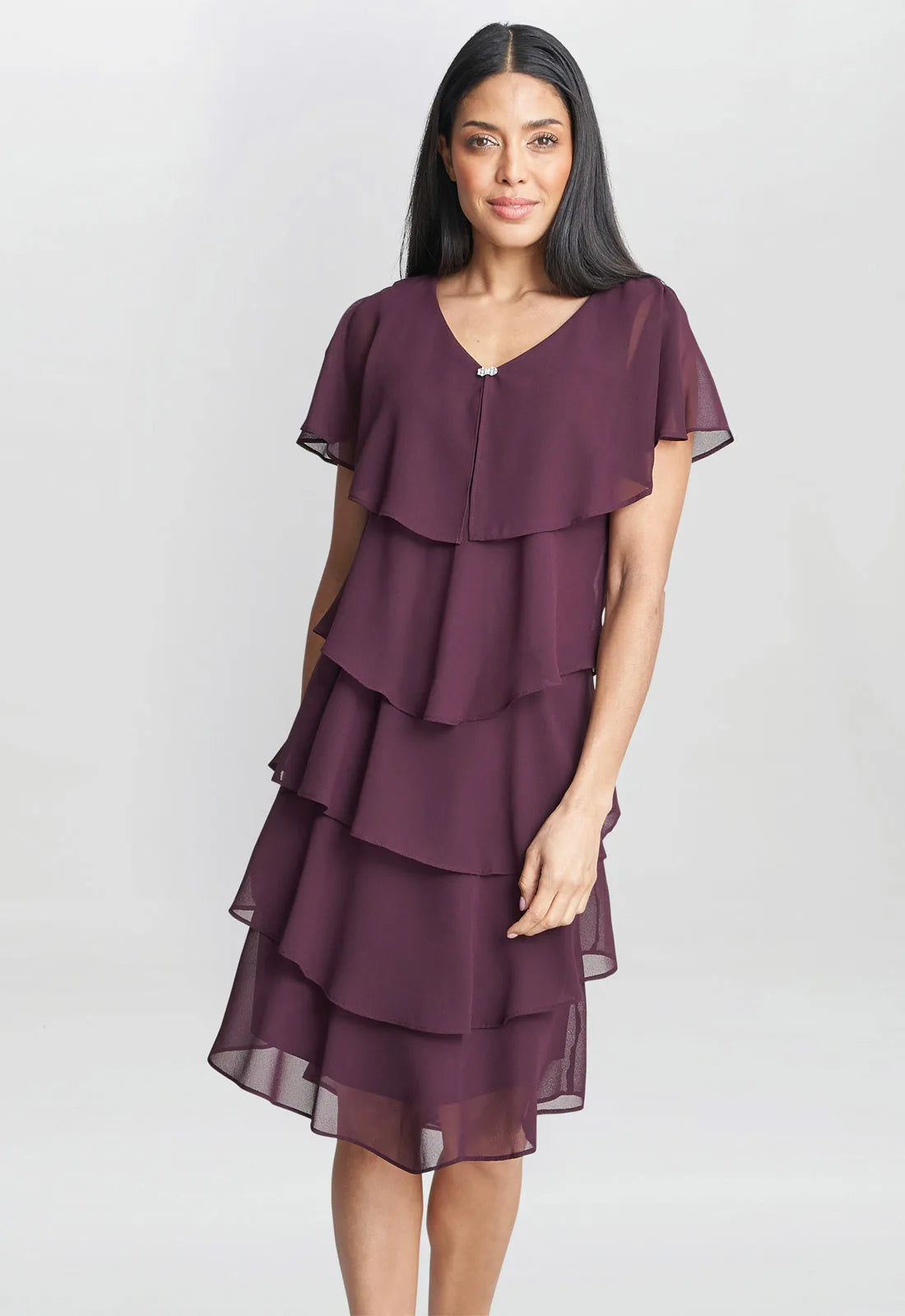 Bella in Burgundy with tiers