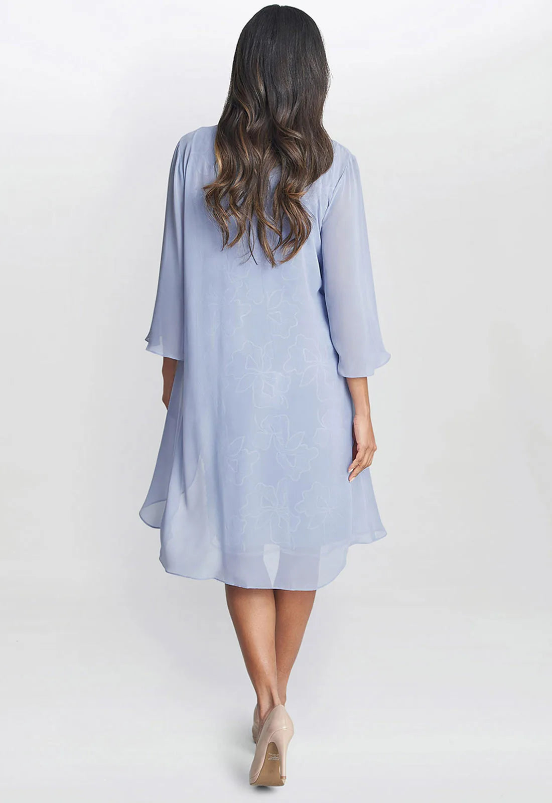 Gina Bacconi Blue Elia Dress And Chiffon Jacket