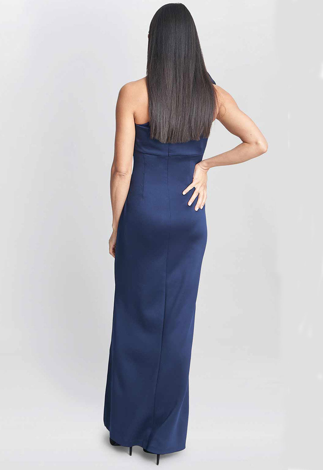 Gina Bacconi Blue Agatha 3D One Shoulder Maxi Dress