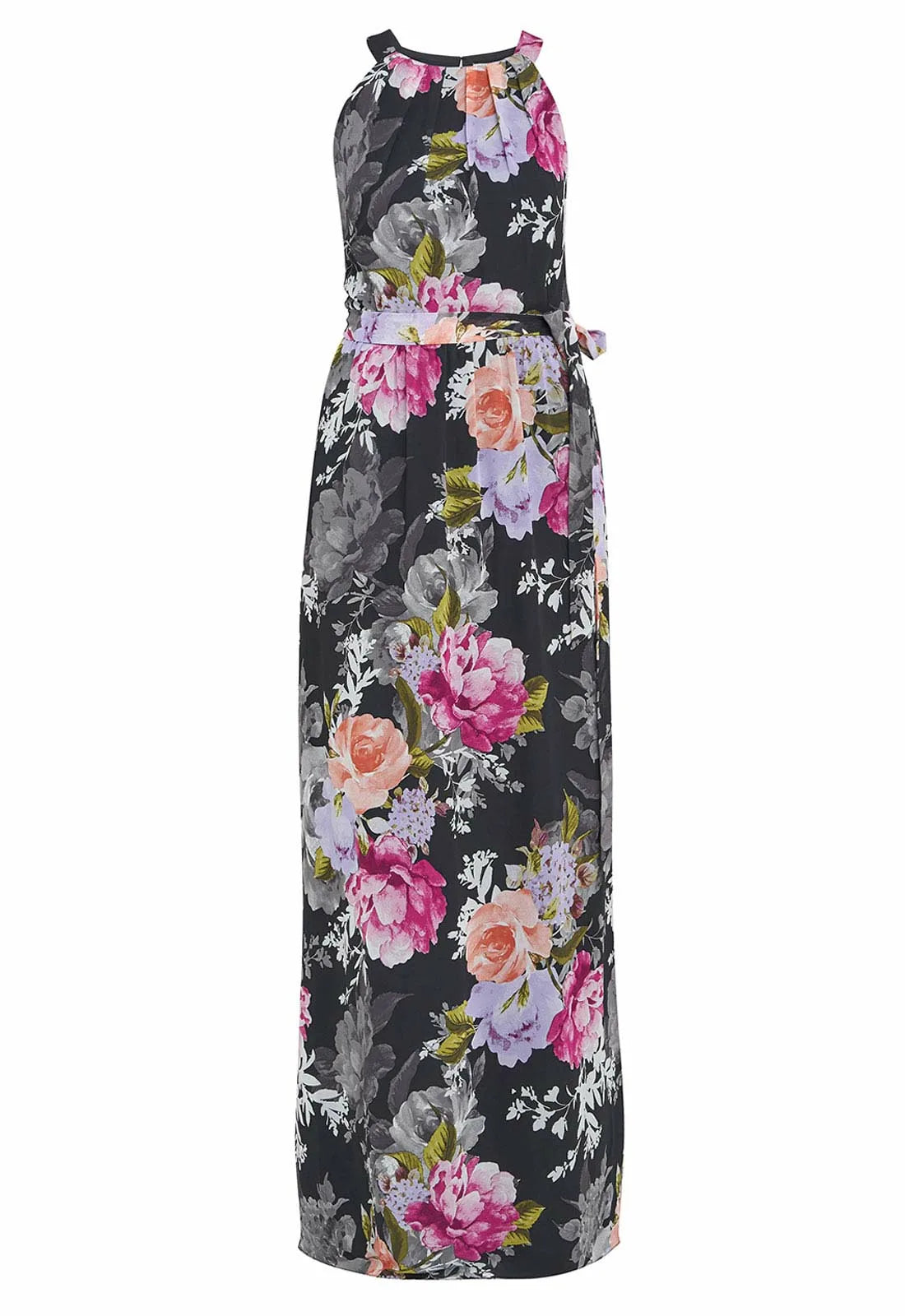 Gina Bacconi Claudia Printed Halter Maxi Dress With Belt