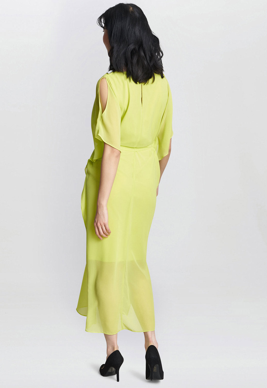 Gina Bacconi Lime Francesca Cold Shoulder Maxi Dress With Belt