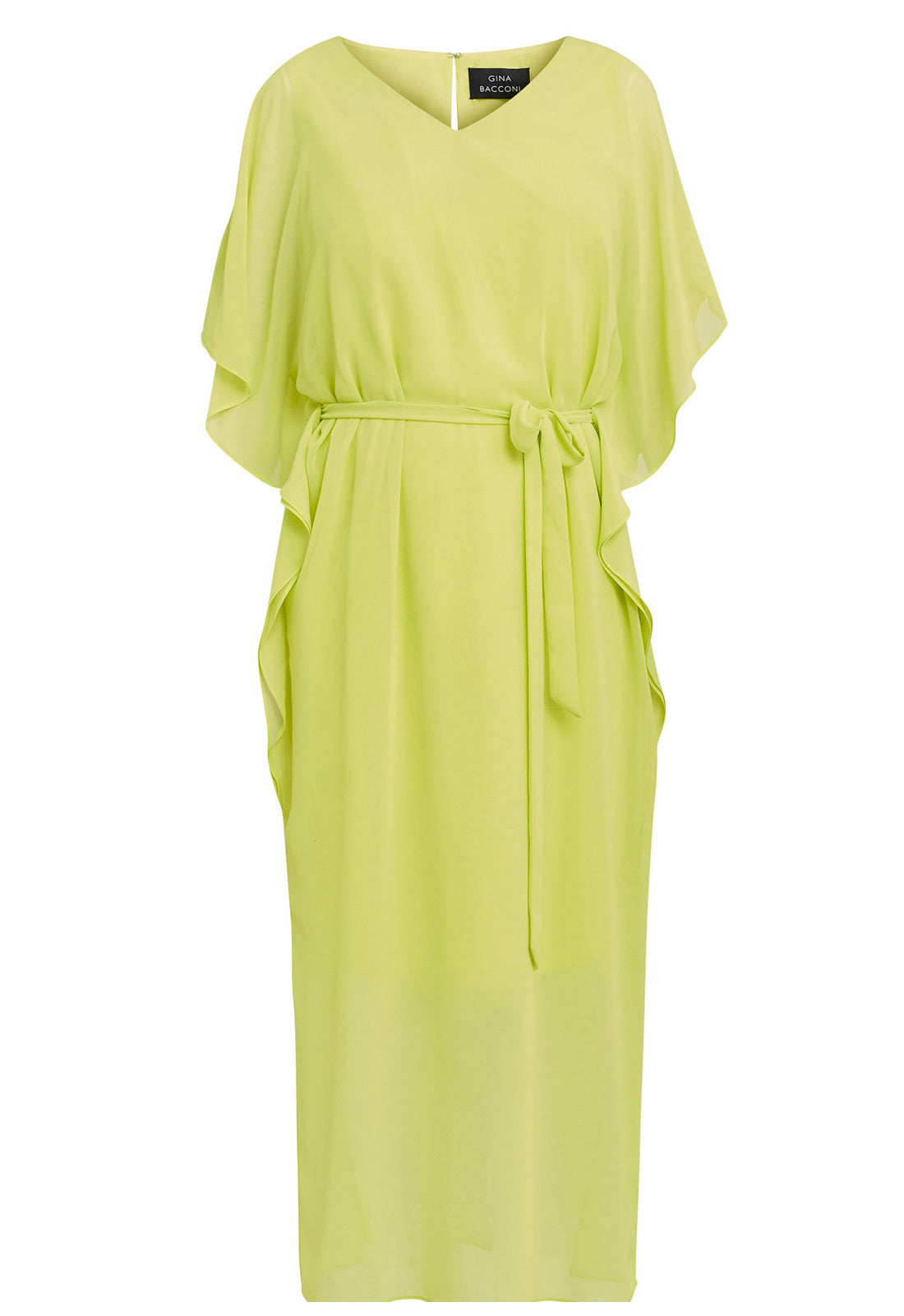 Gina Bacconi Lime Francesca Cold Shoulder Maxi Dress With Belt