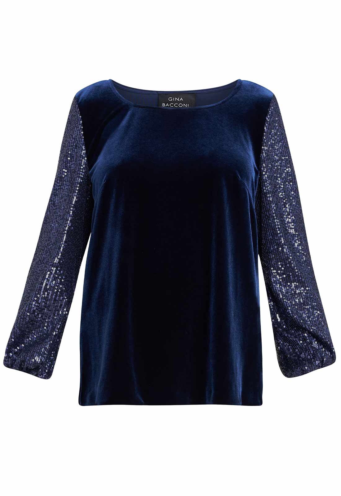 Gina Bacconi Blue Ines Velvet Blouse
