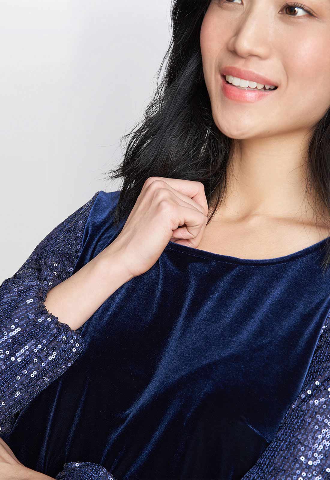 Gina Bacconi Blue Ines Velvet Blouse